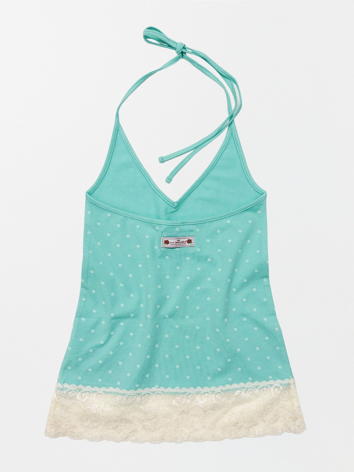 Dot Lace Halter Top Miami Blue