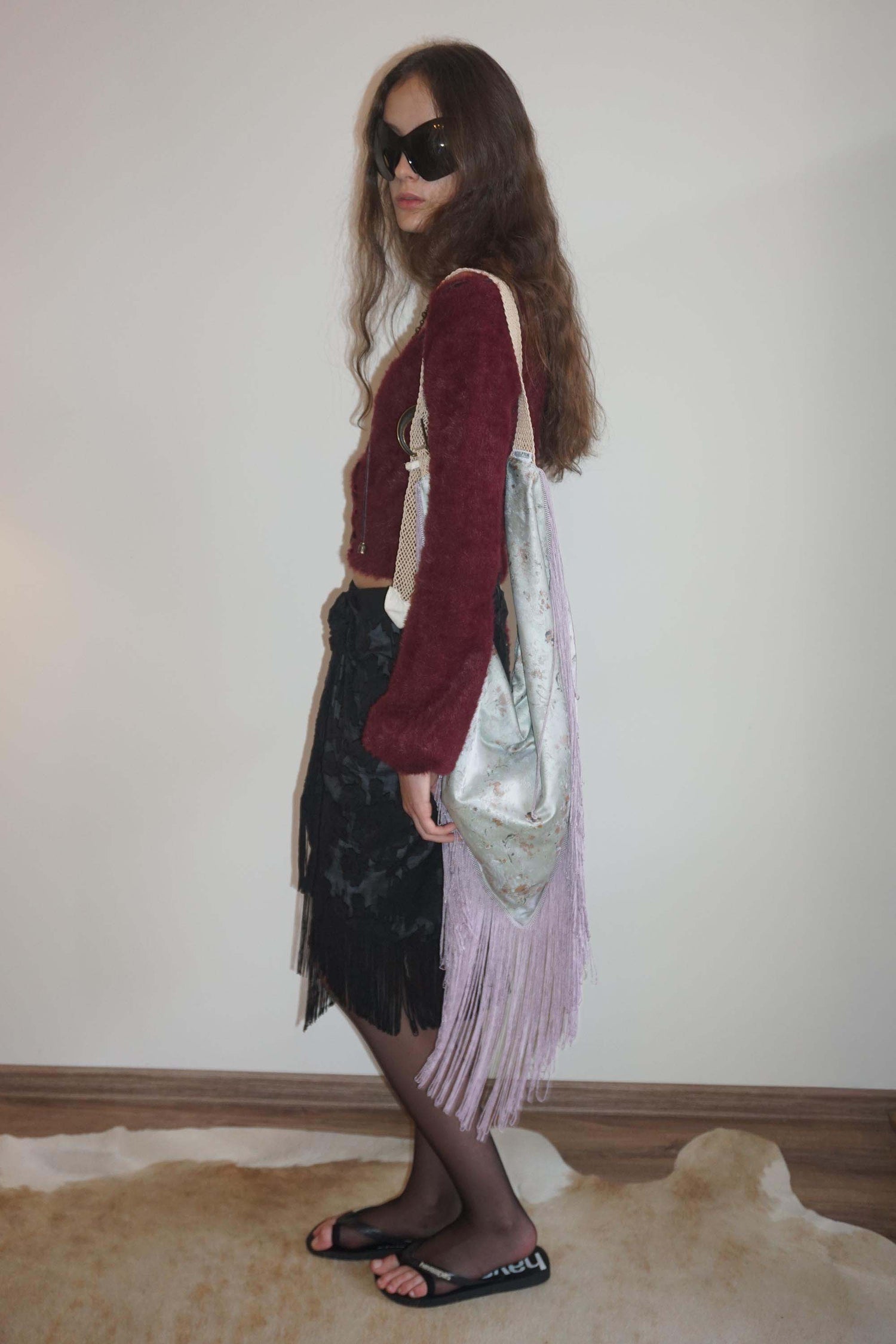 Fringe Scarf Bag Dusty Blue