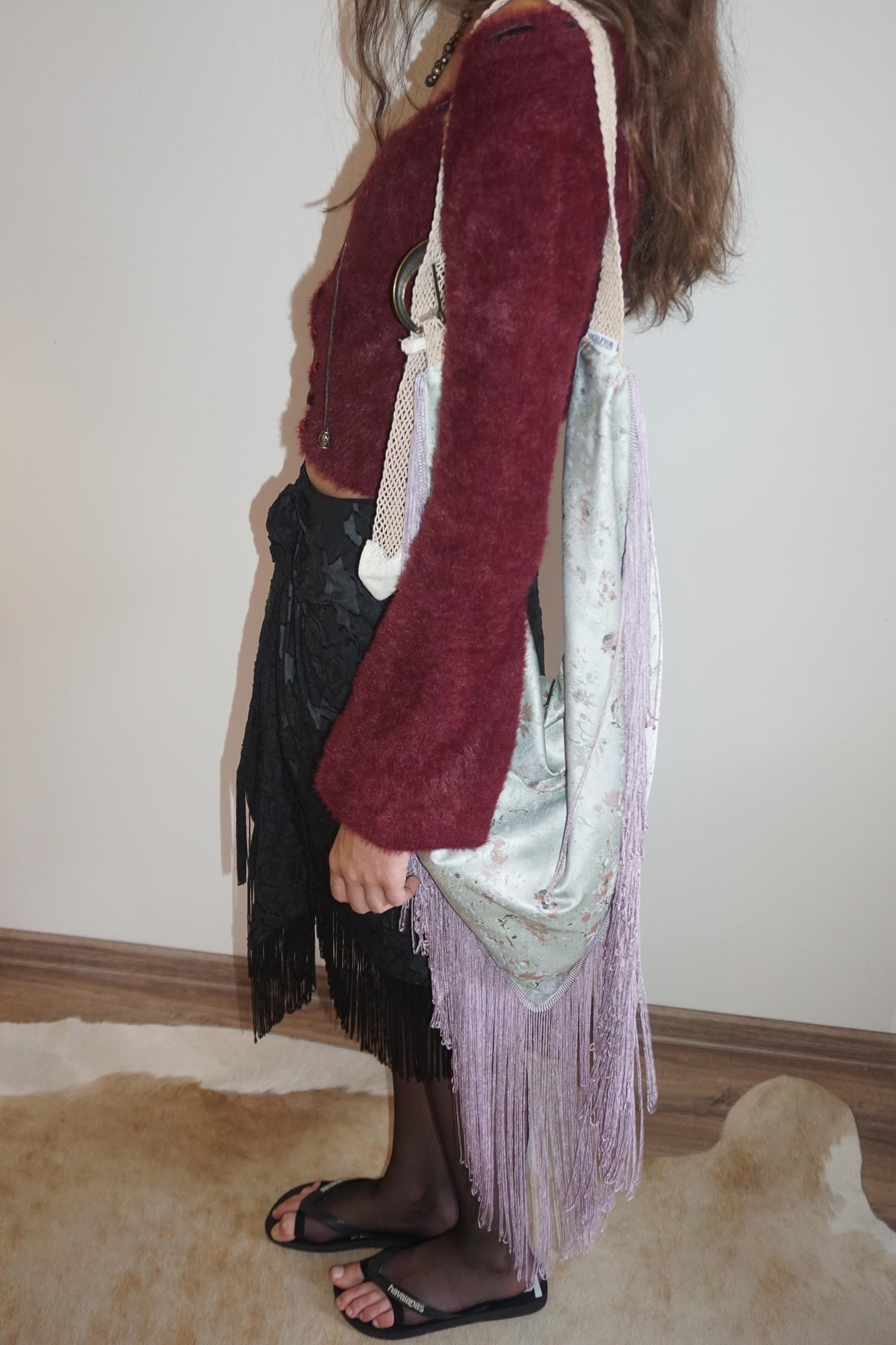 Fringe Scarf Bag Dusty Blue
