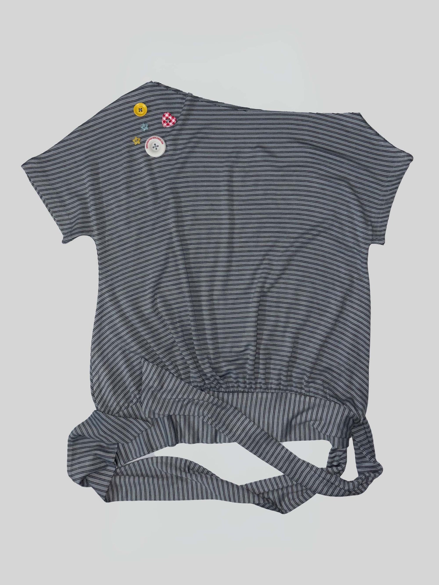 Off-Shoulder Button Tee Dusty Blue