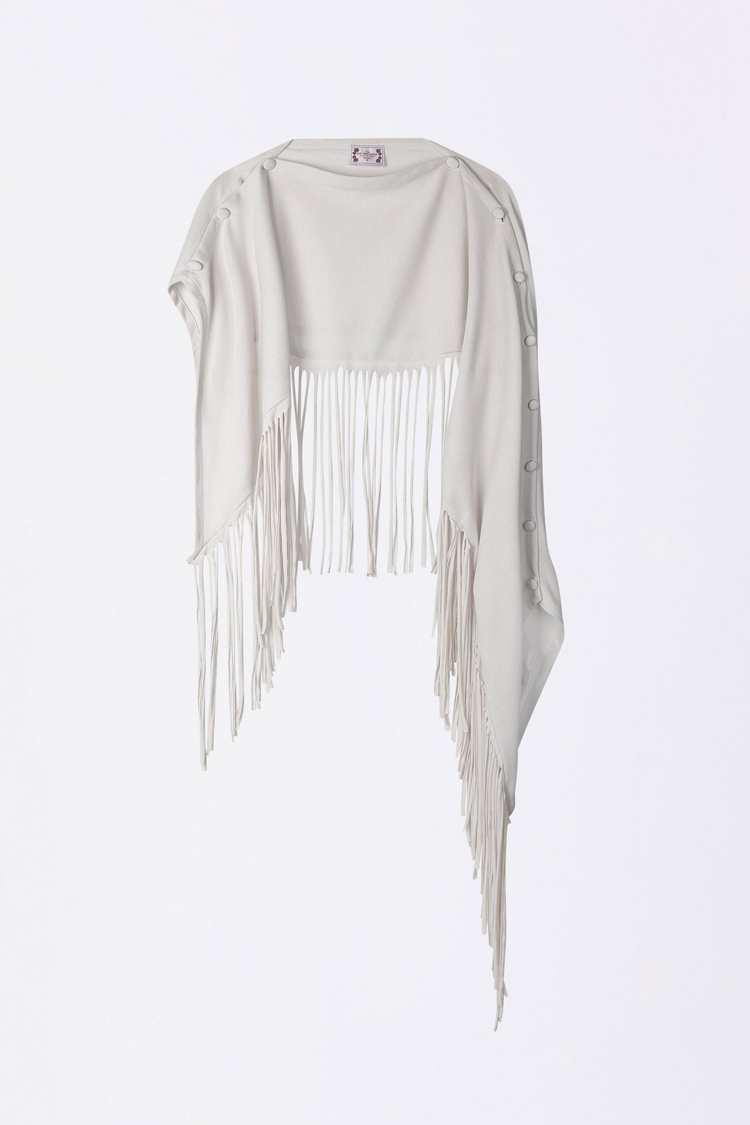 Versatile Fringe Cape Dusty White
