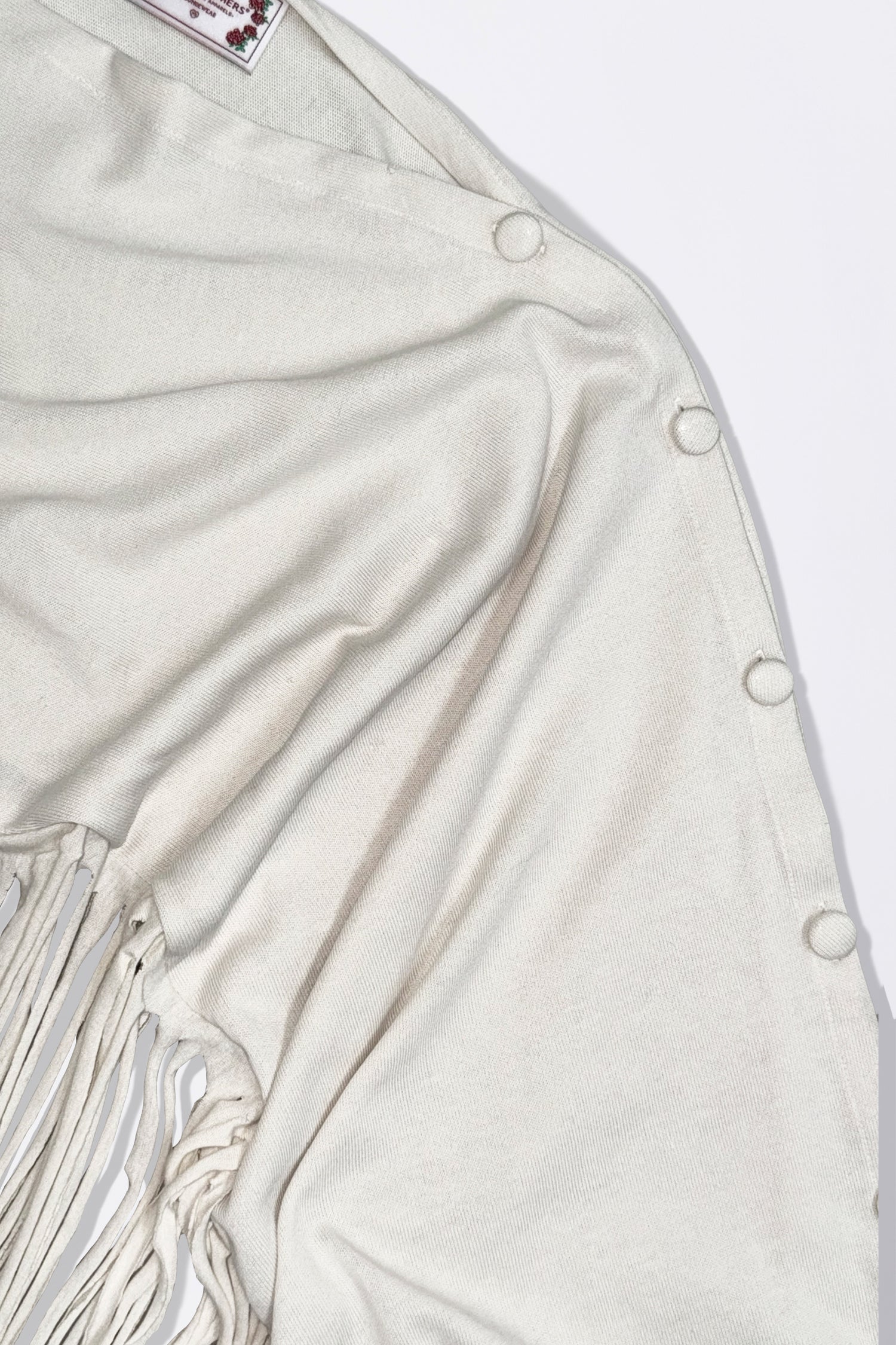 Versatile Fringe Cape Dusty White