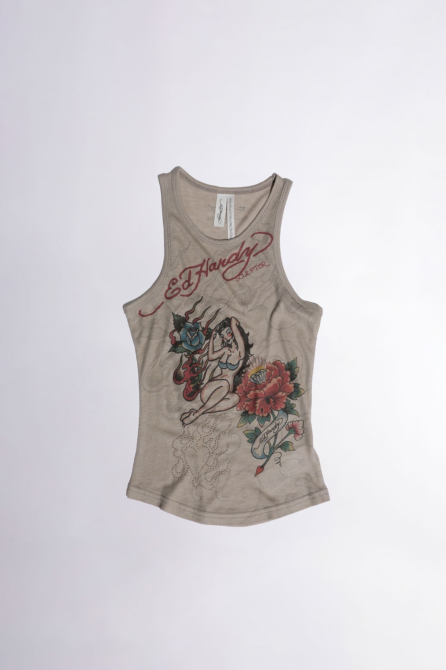 [Sculptor X Ed Hardy] Sheer Tank Top Beige