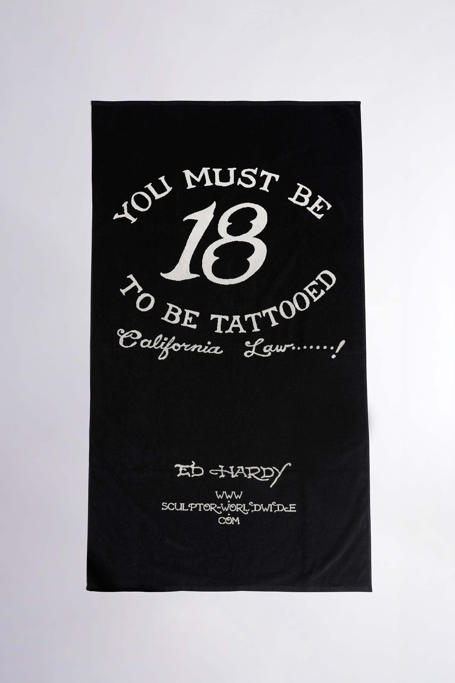 [Sculptor X Ed Hardy] Tattoo Jacquard Beach Towel Black/Ivory