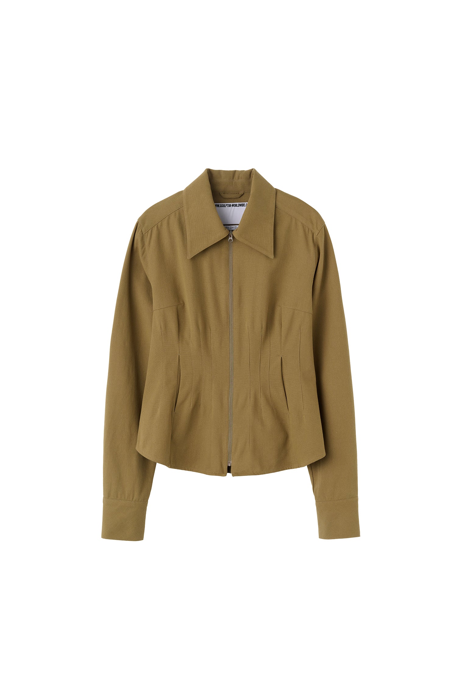 Cotton Zip-Up Jacket Soft Brown