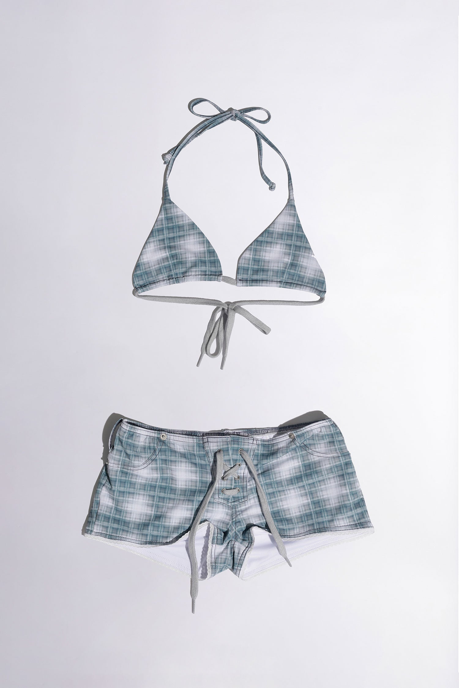 Ombre Plaid Microkini Blue Gray
