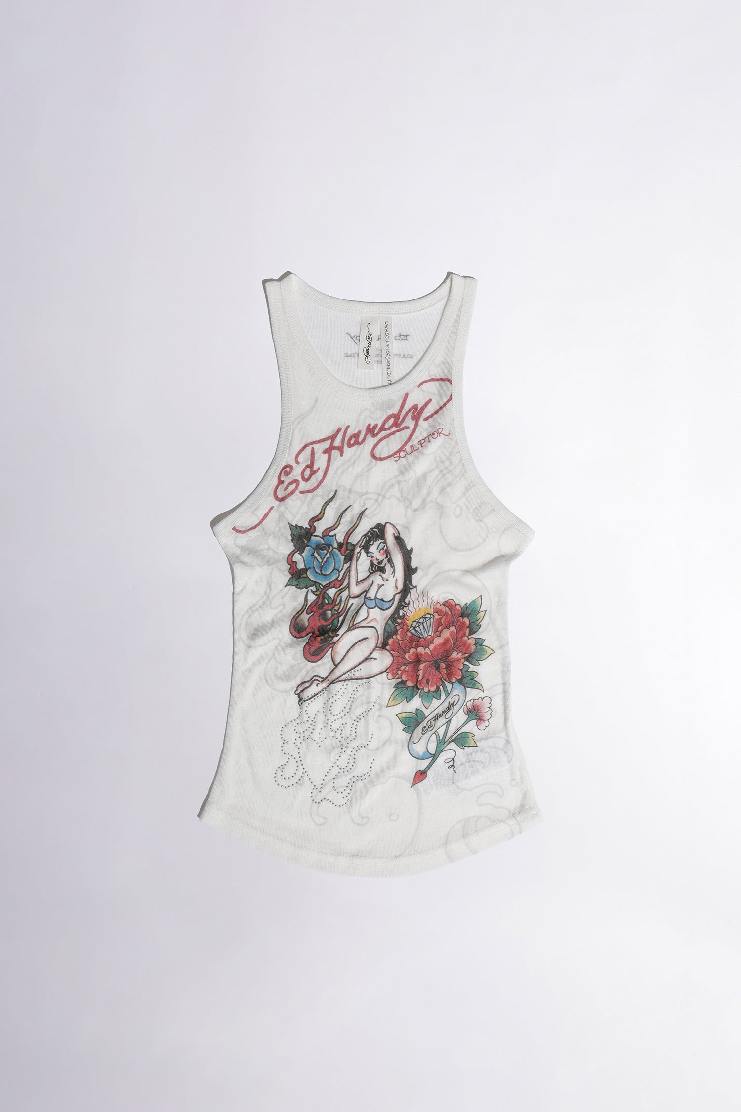 [Sculptor X Ed Hardy] Sheer Tank Top White