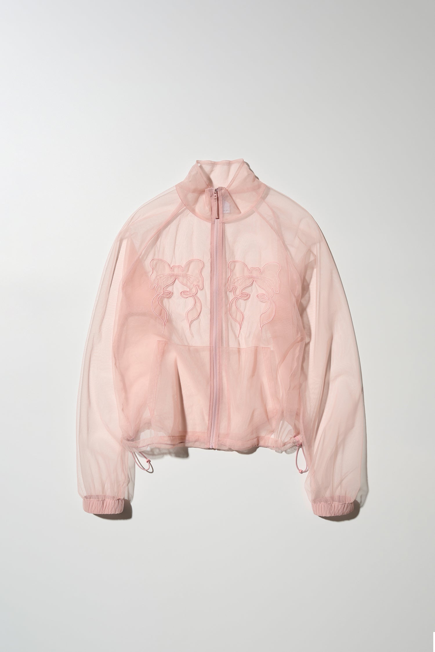 Mesh Sheer Zip-Up Jacket Pink