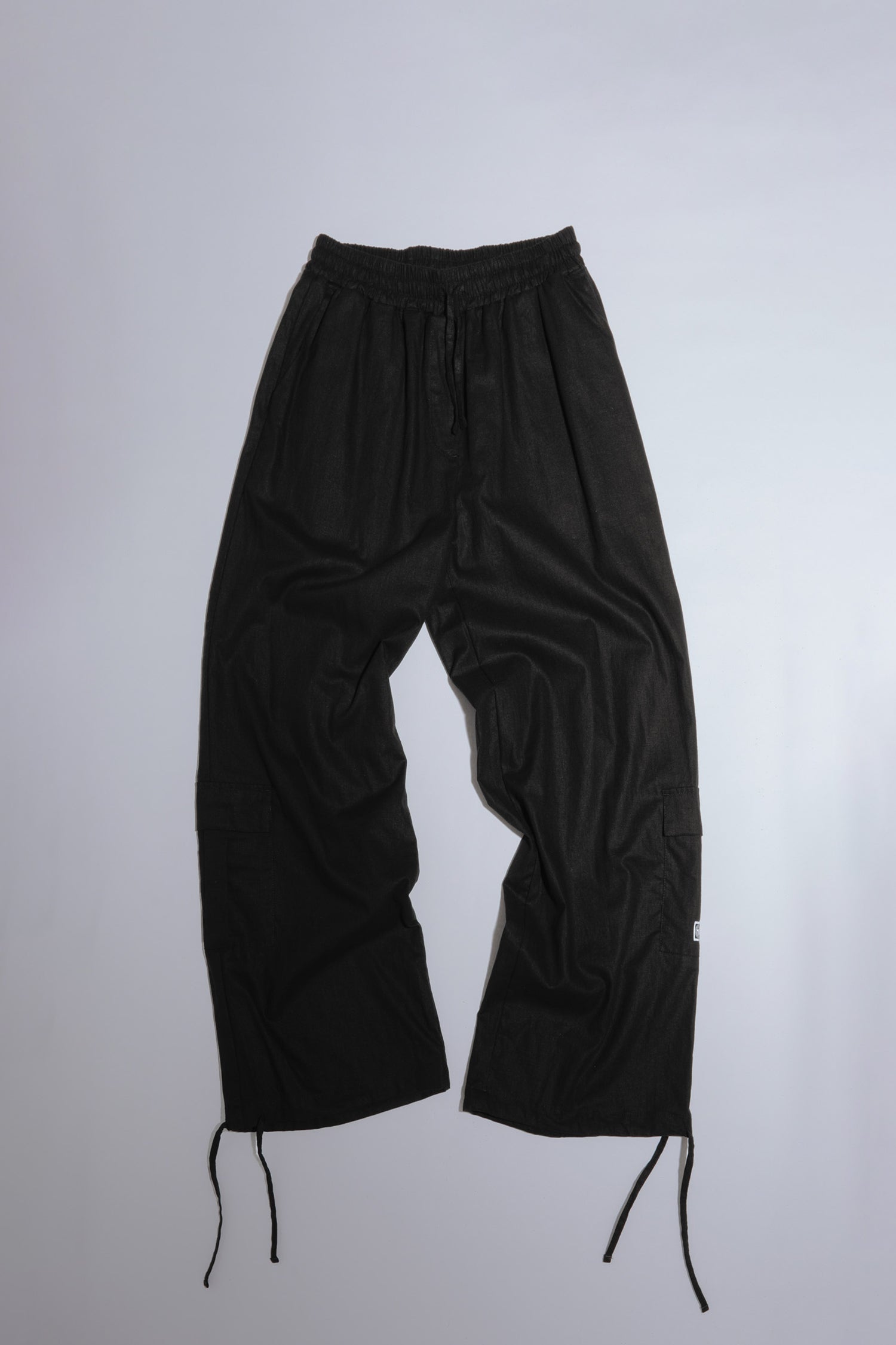 Linen Cargo Jogger Pants Black