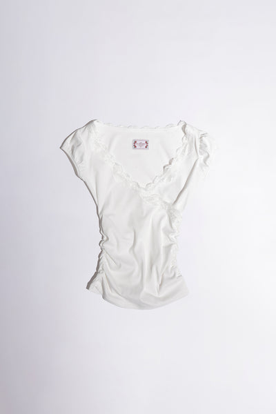 Lace Trim Wrap Tee White – Sculptor