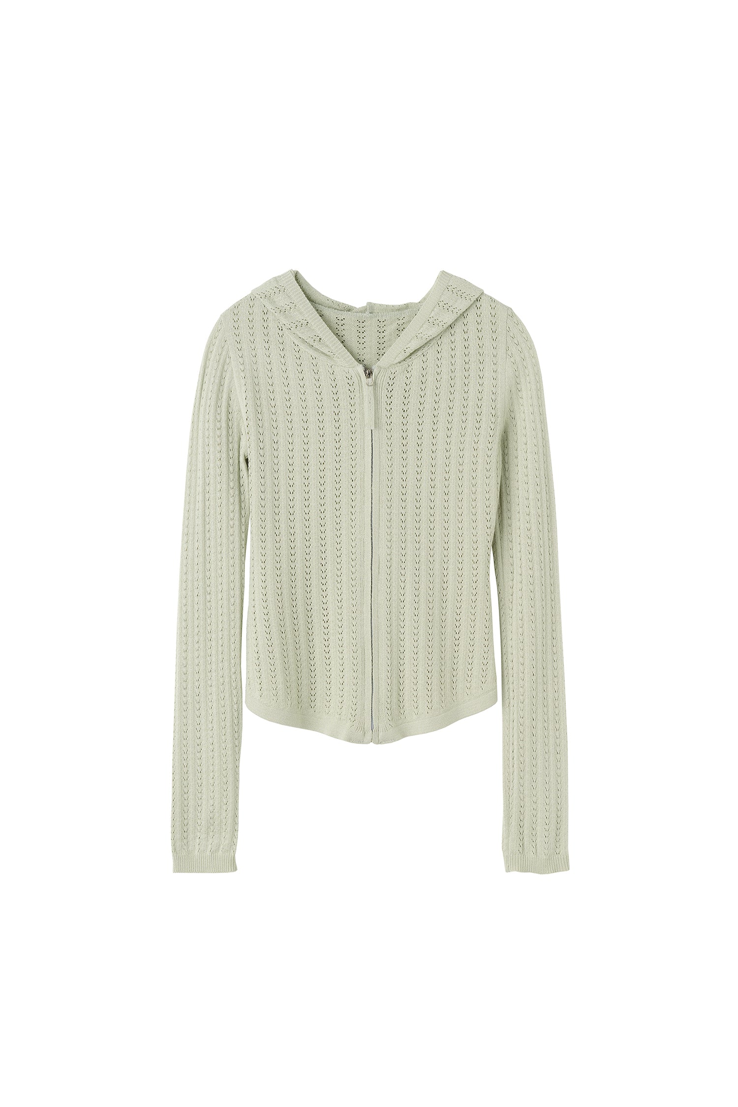 Eyelet Zip-Up Hoodie Pale Mint