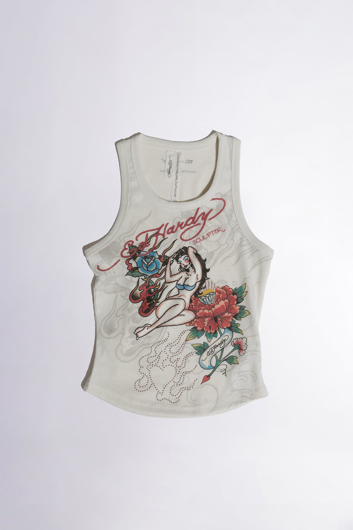 [Sculptor X Ed Hardy] Rib Tank Top Cream