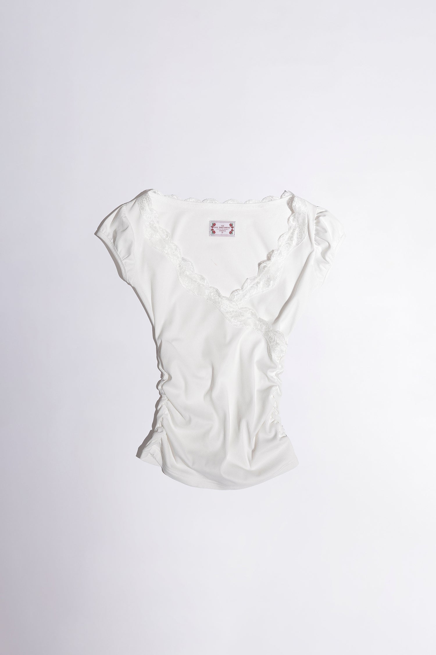Lace Trim Wrap Tee White