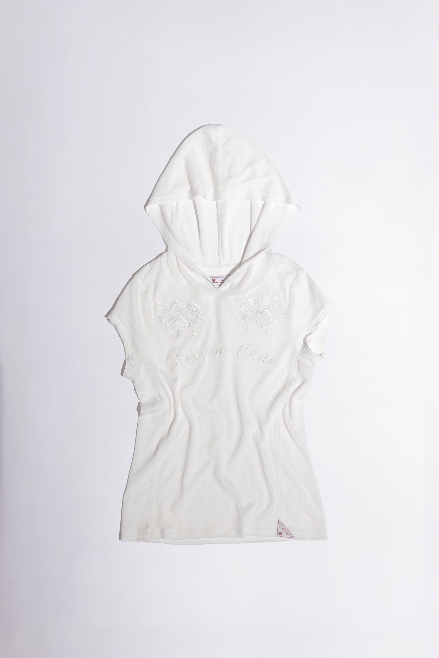 Rose Embroidery Hoodie Tee Ivory