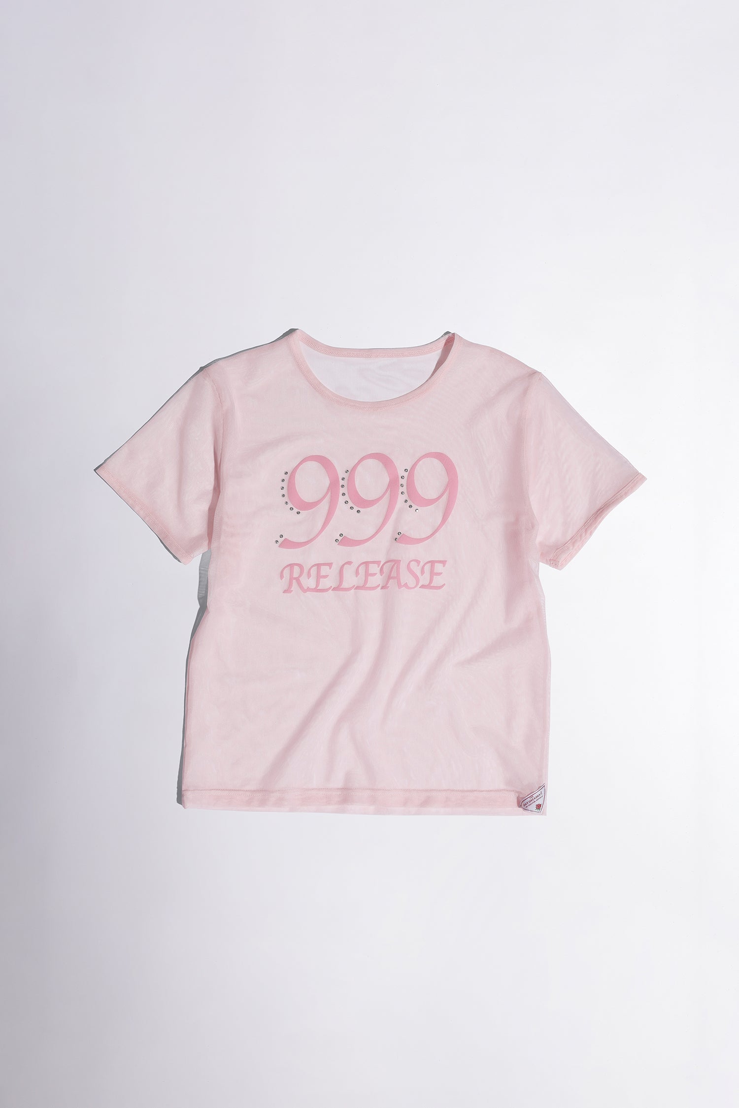 Sheer Ringer Crop Top Pale Pink