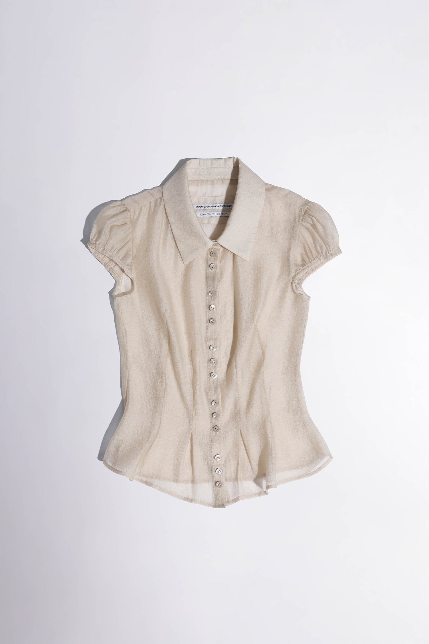 Sheer Pleated Hem Blouse Raw