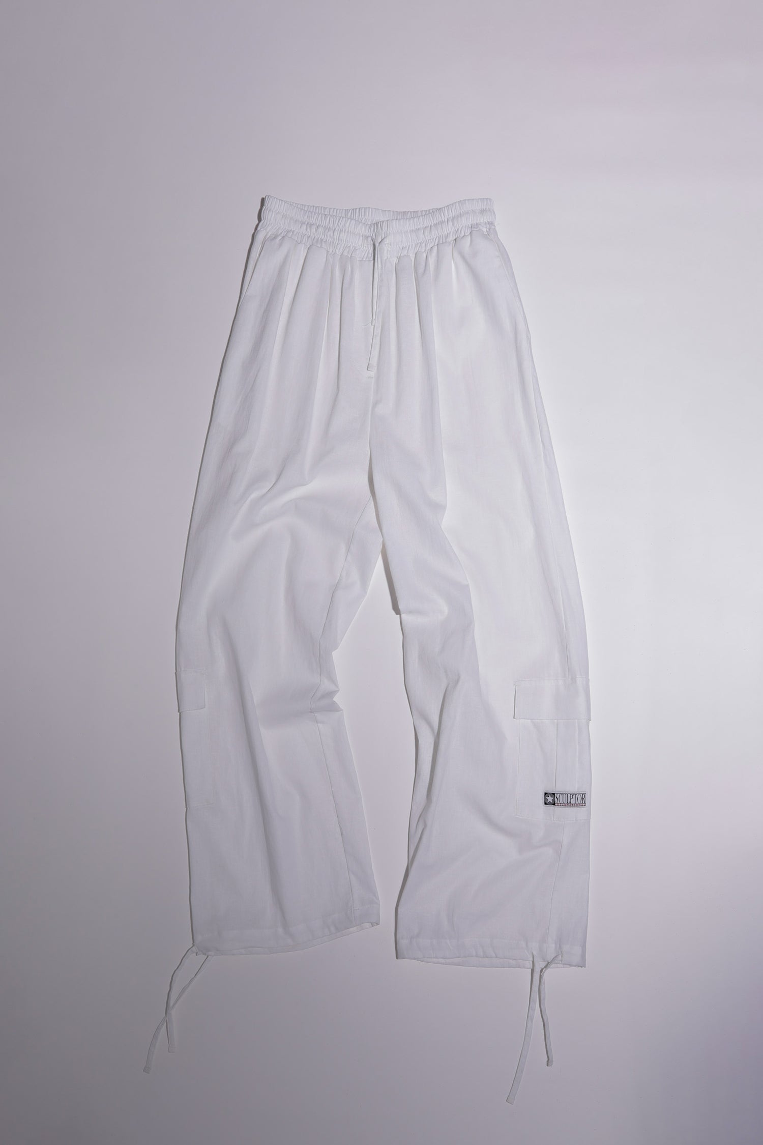 Linen Cargo Jogger Pants White