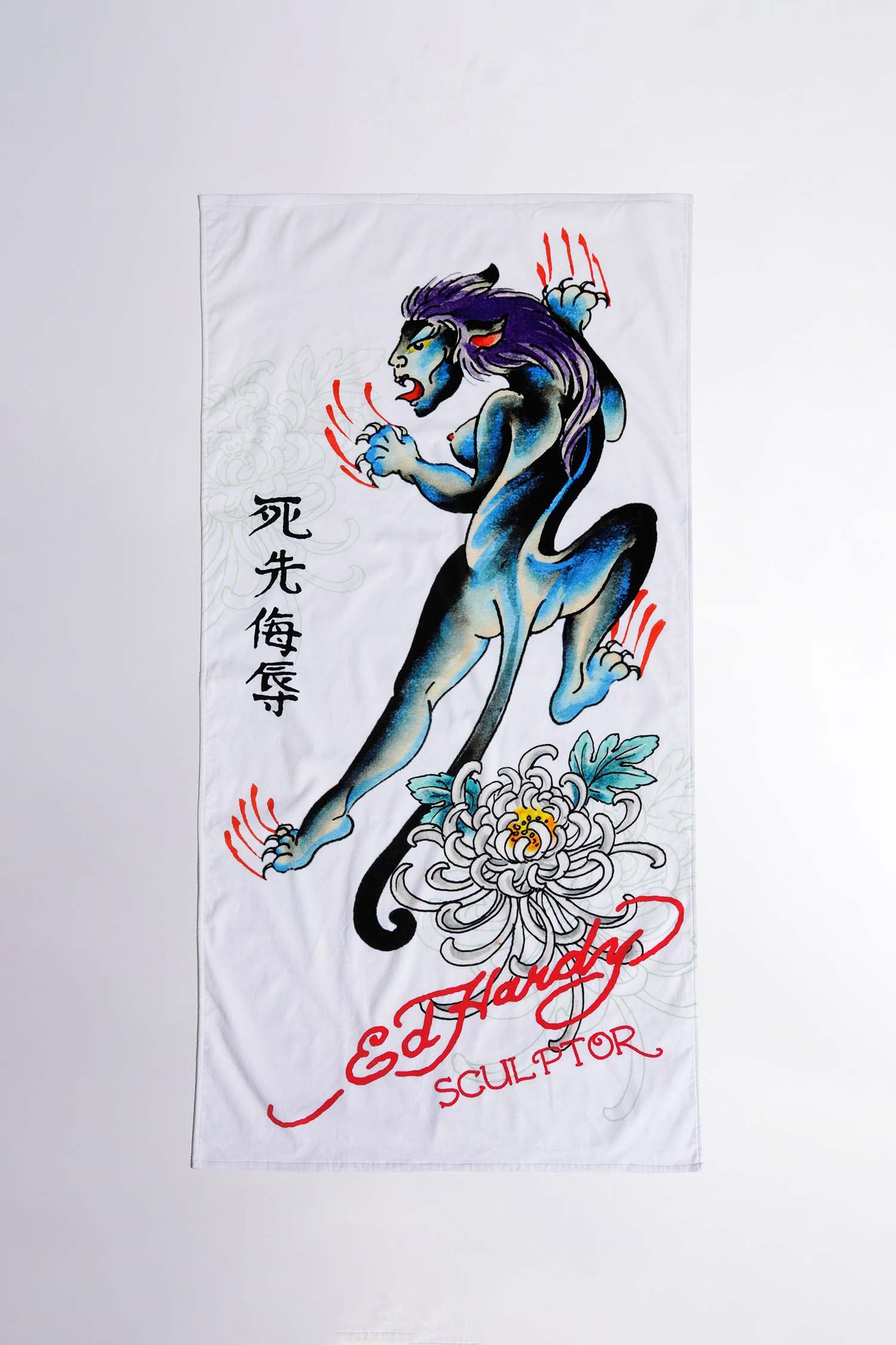 [Sculptor X Ed Hardy] Devil Beach Towel White