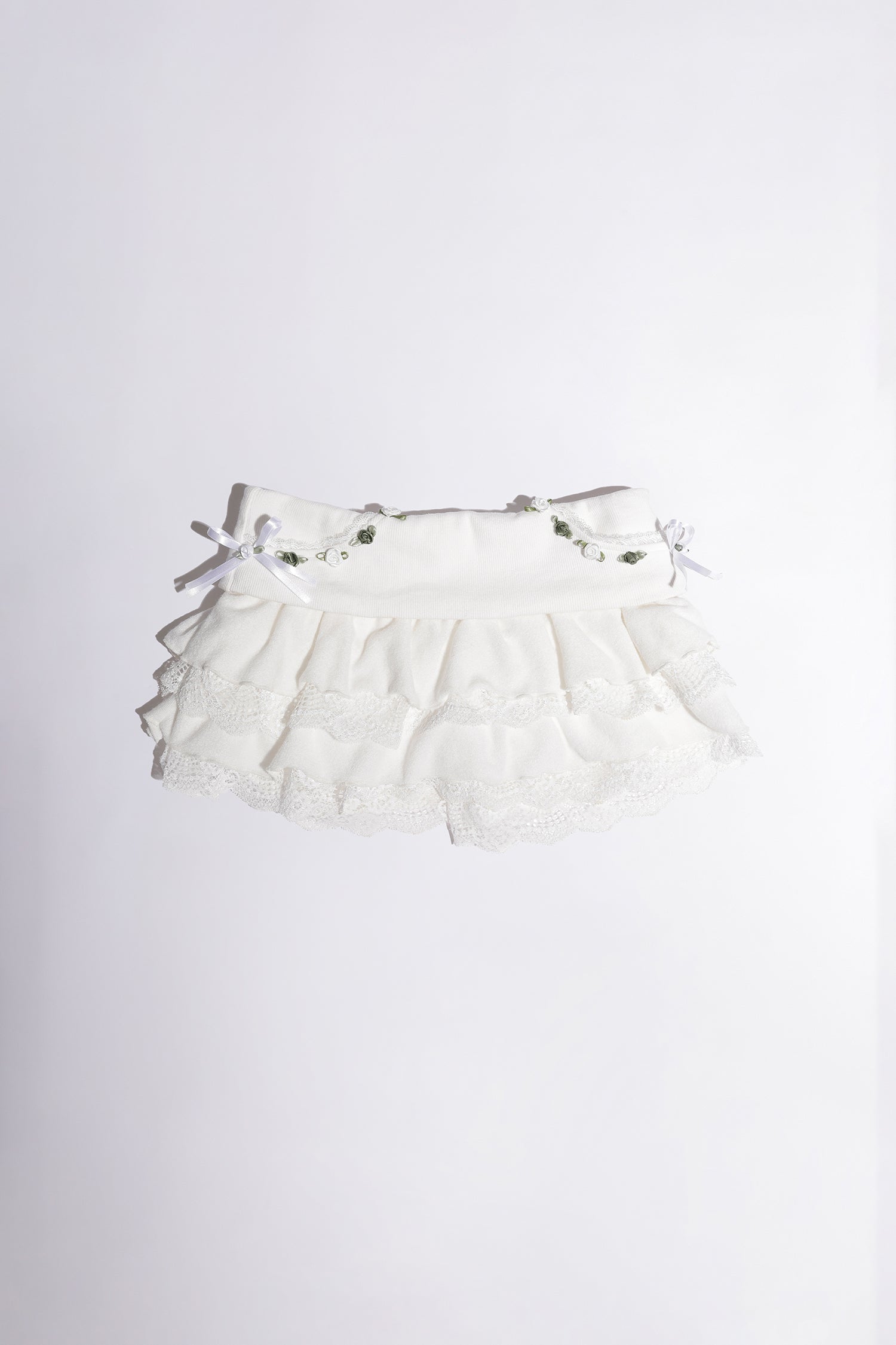 Rose Terry Ruffle Skort White