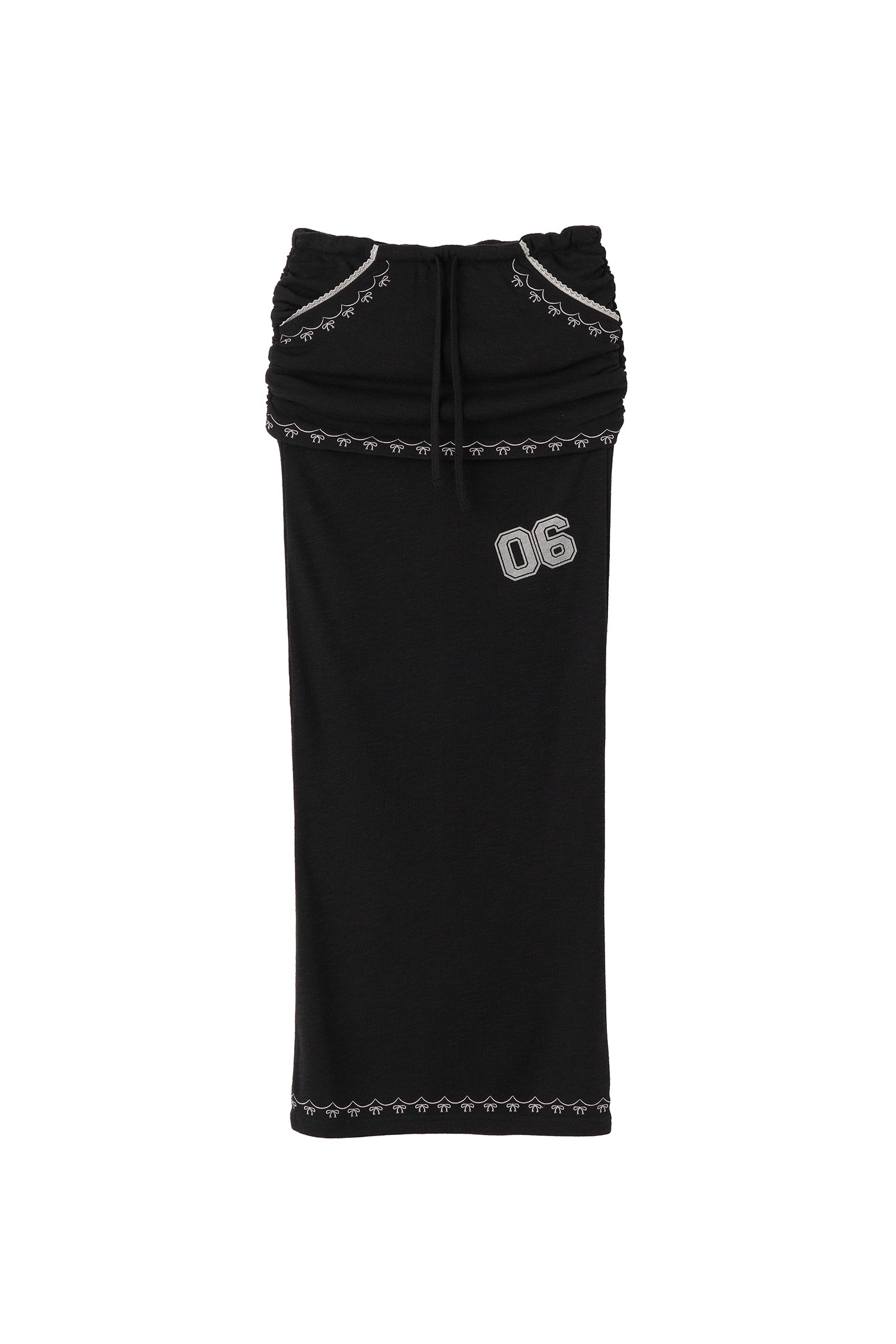 Shirring Layered Maxi Skirt Black