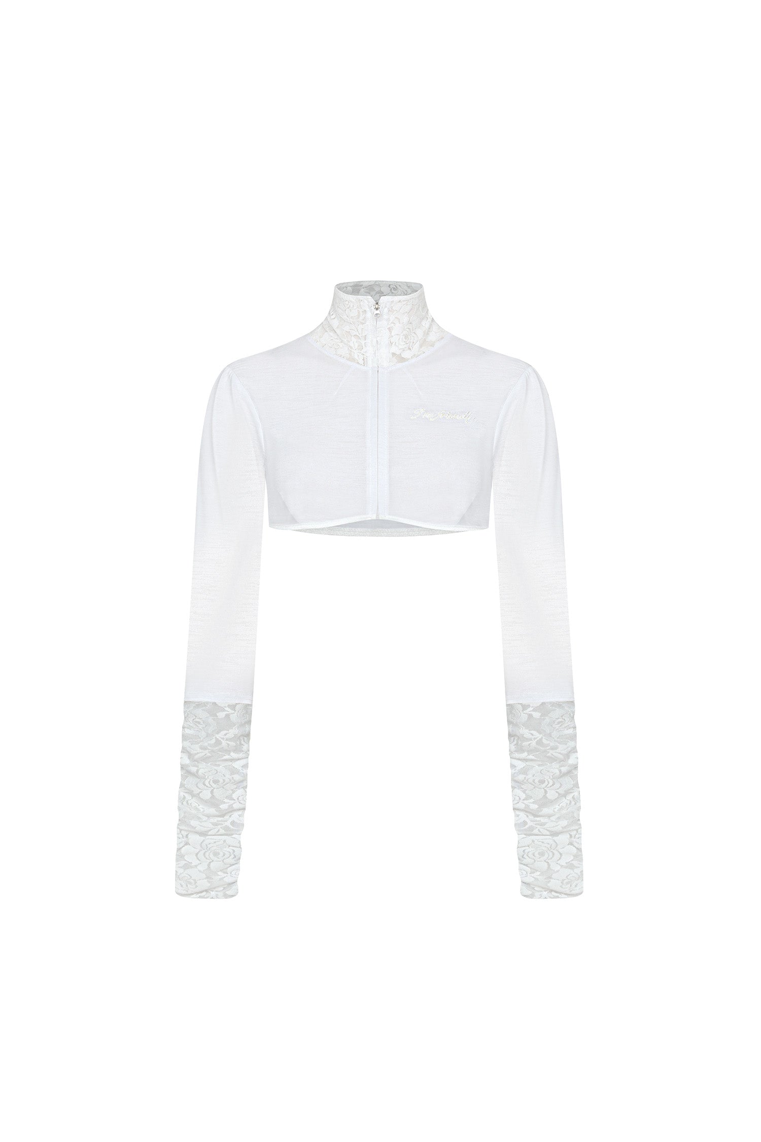 Casper Lace Zip-up Tee Ghost Sheer