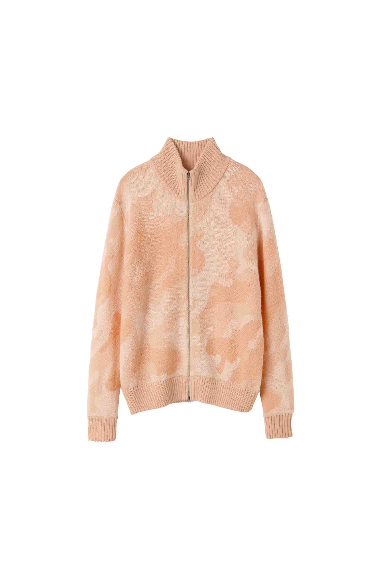 Camouflage Mohair Zip-Up Peach