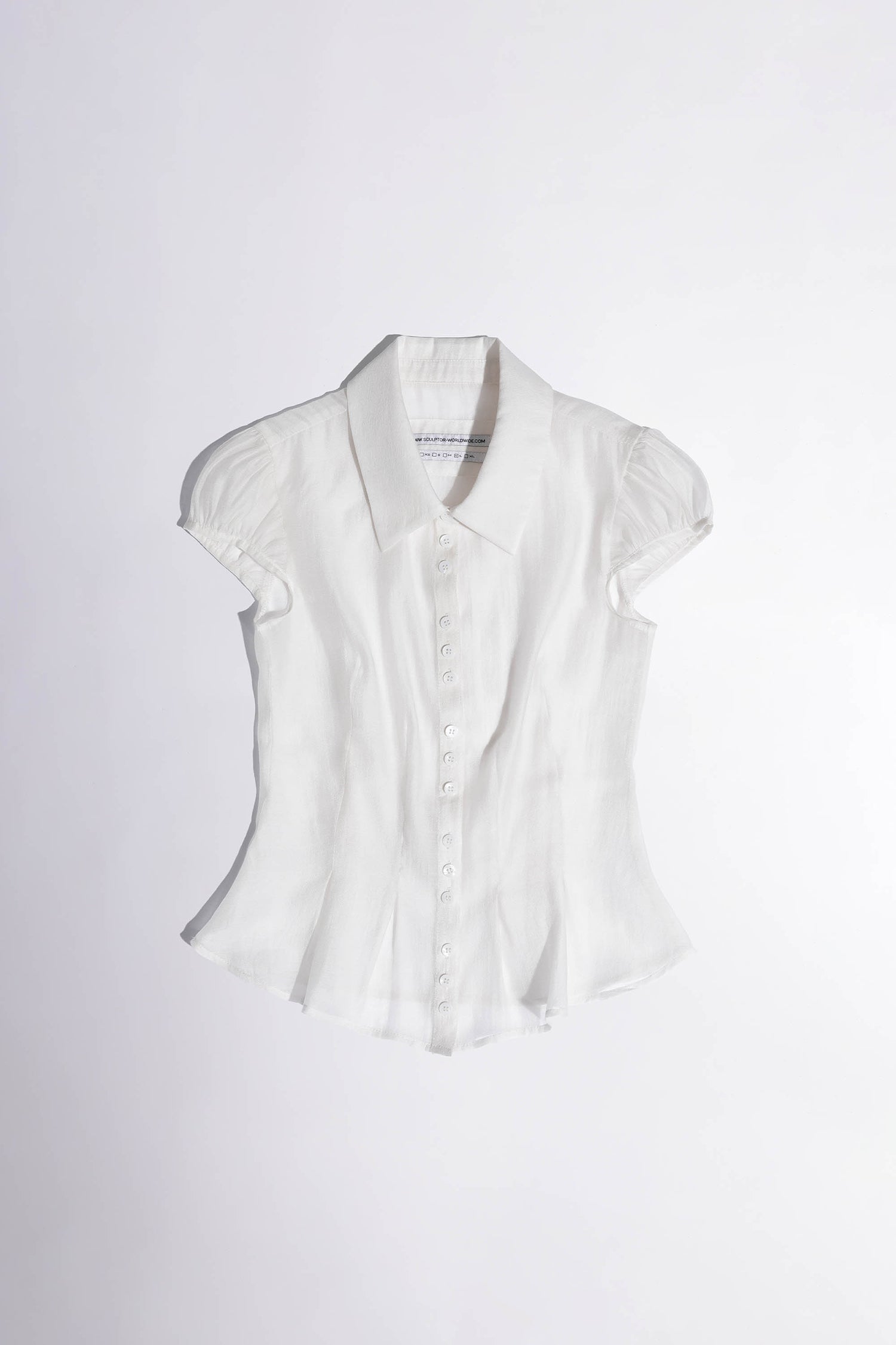 Sheer Pleated Hem Blouse White