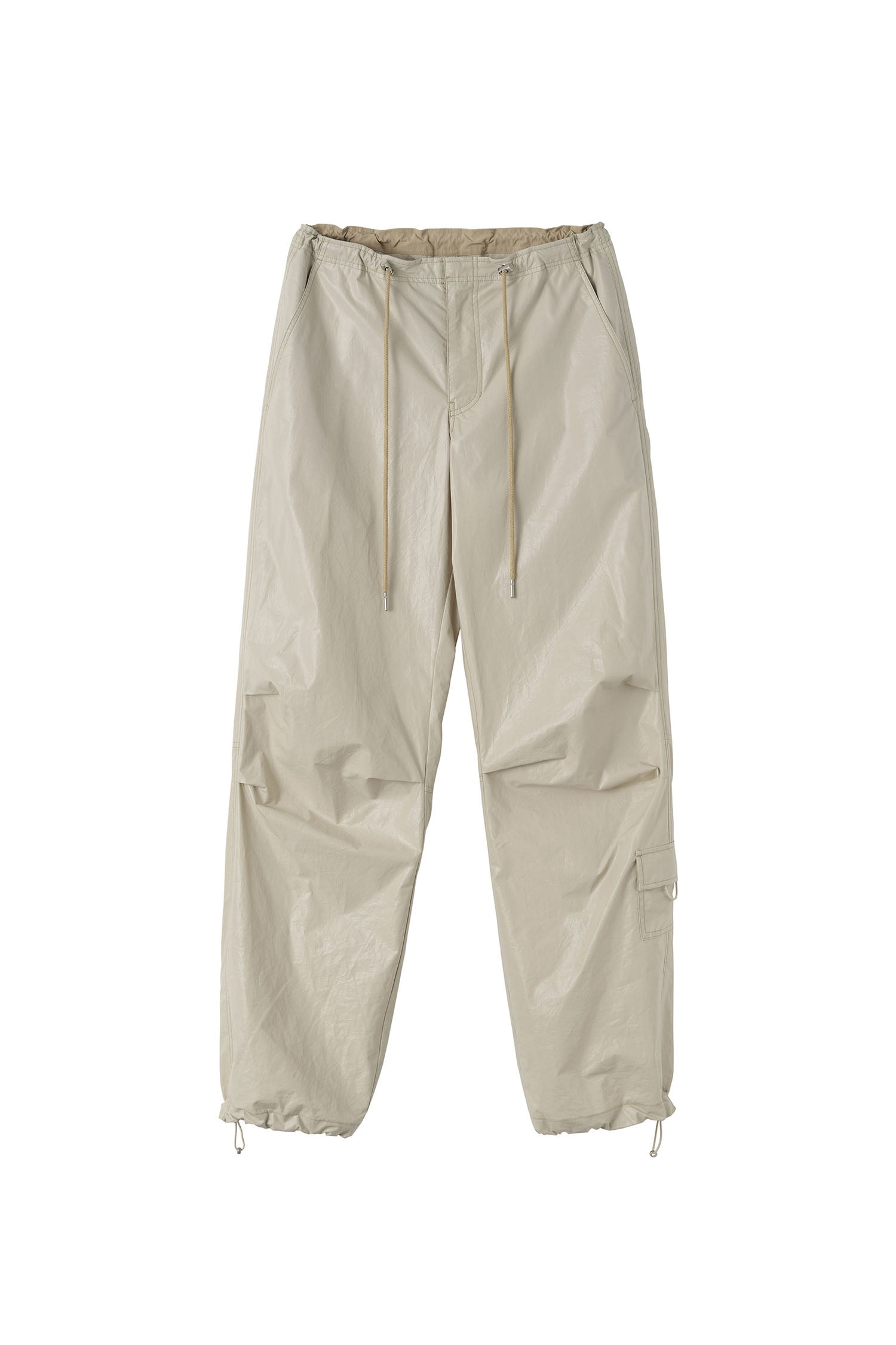 Glossy Parachute Pants Beige