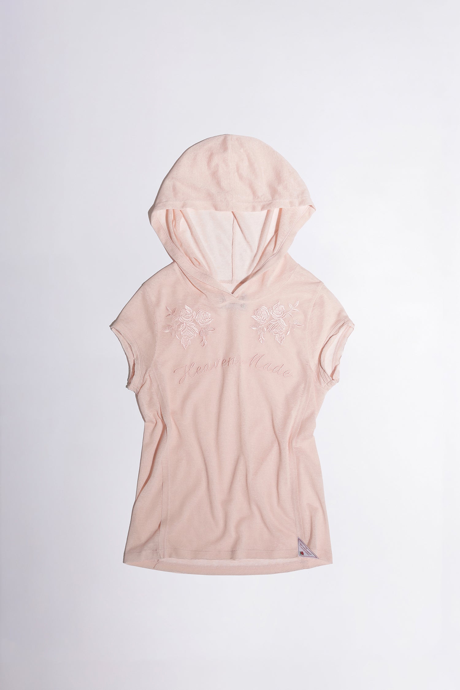 Rose Embroidery Hoodie Tee Peach Fuzz
