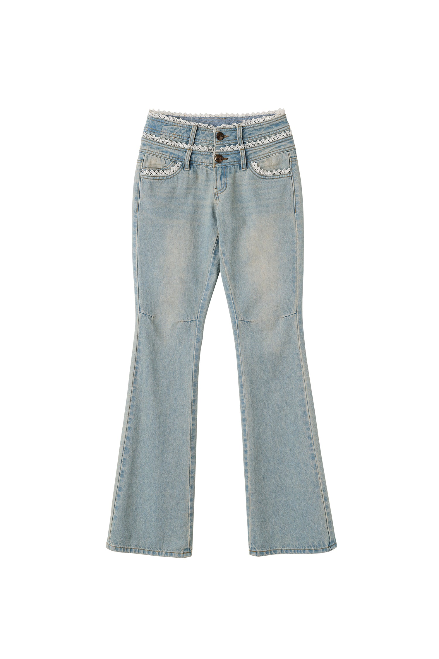 Double Waist Boots Cut Denim Vintage Ice