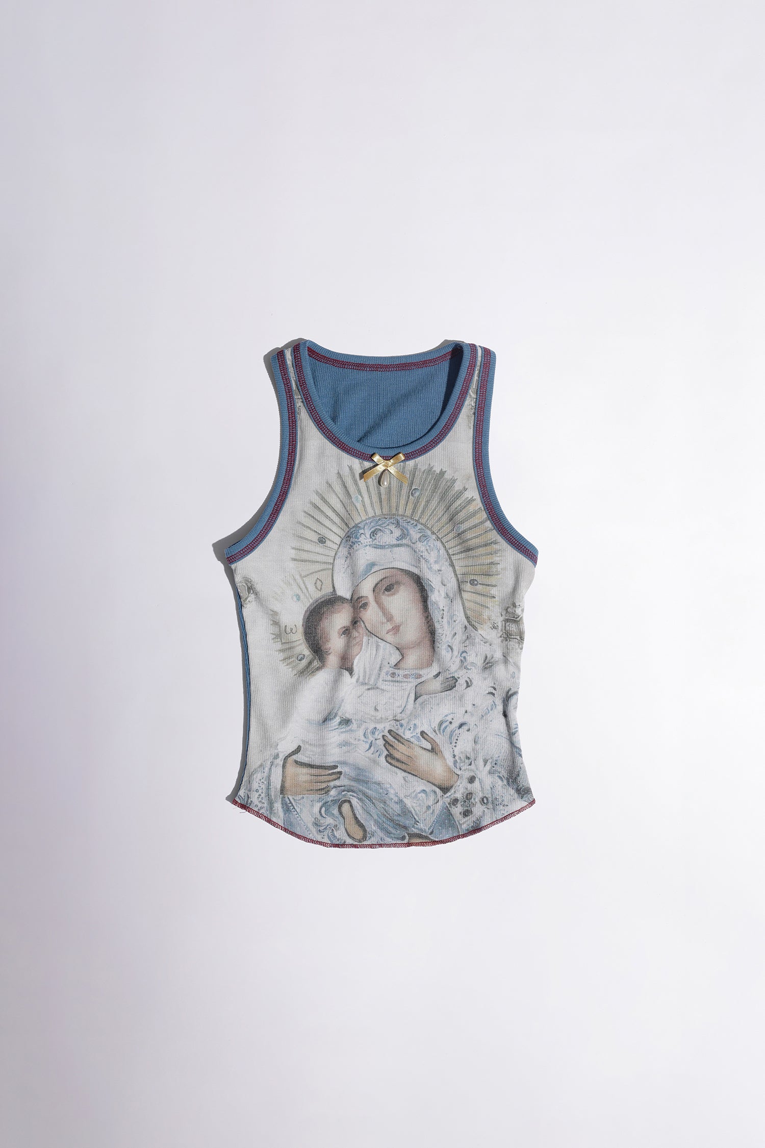 Maria Tear Drop Tank Top Cream/Blue