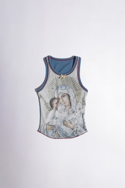 Maria Tear Drop Tank Top Cream/Blue – Sculptor