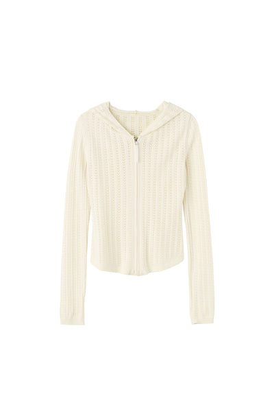 Eyelet Zip-Up Hoodie Ivory – Sculptor