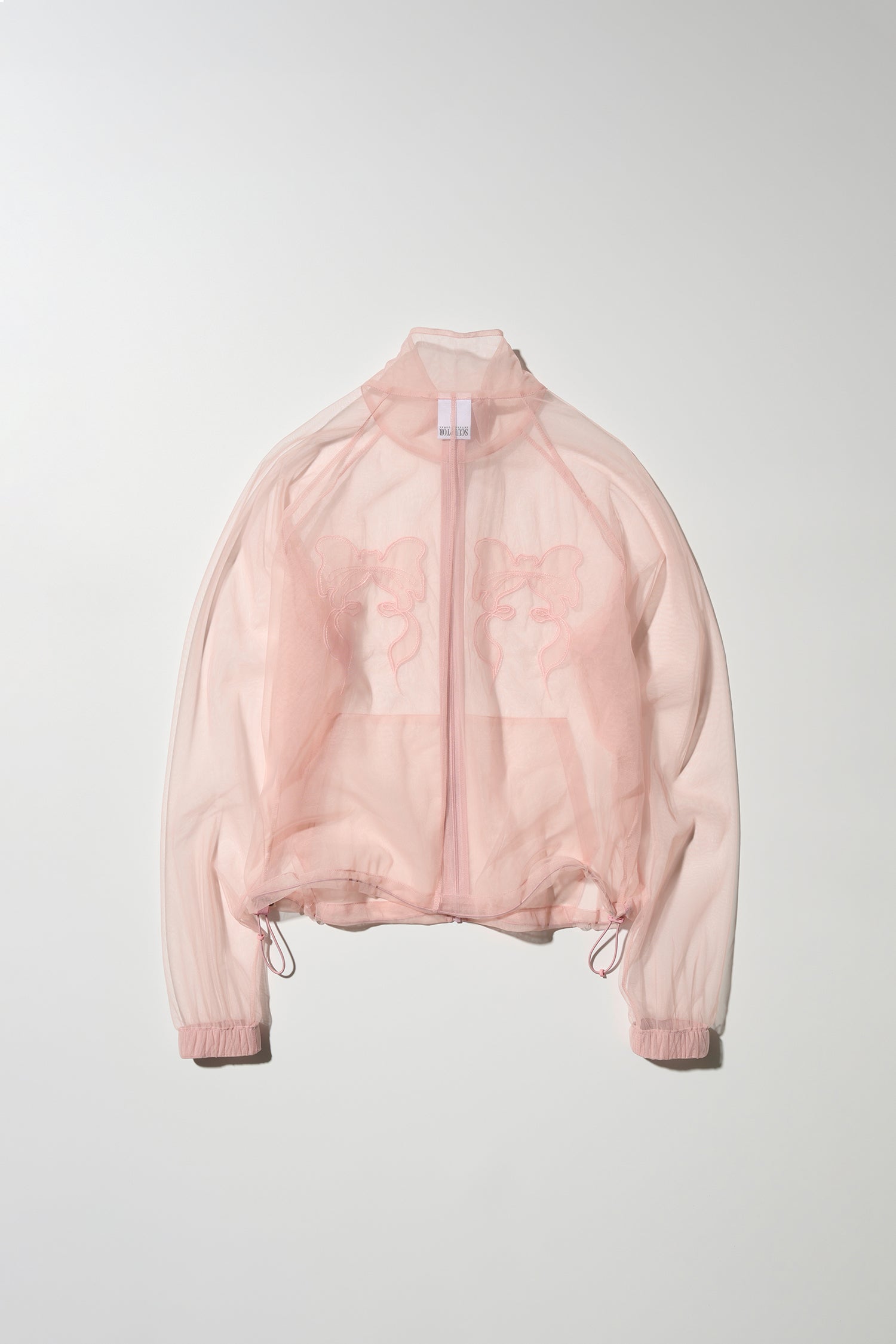 Mesh Sheer Zip-Up Jacket Pink