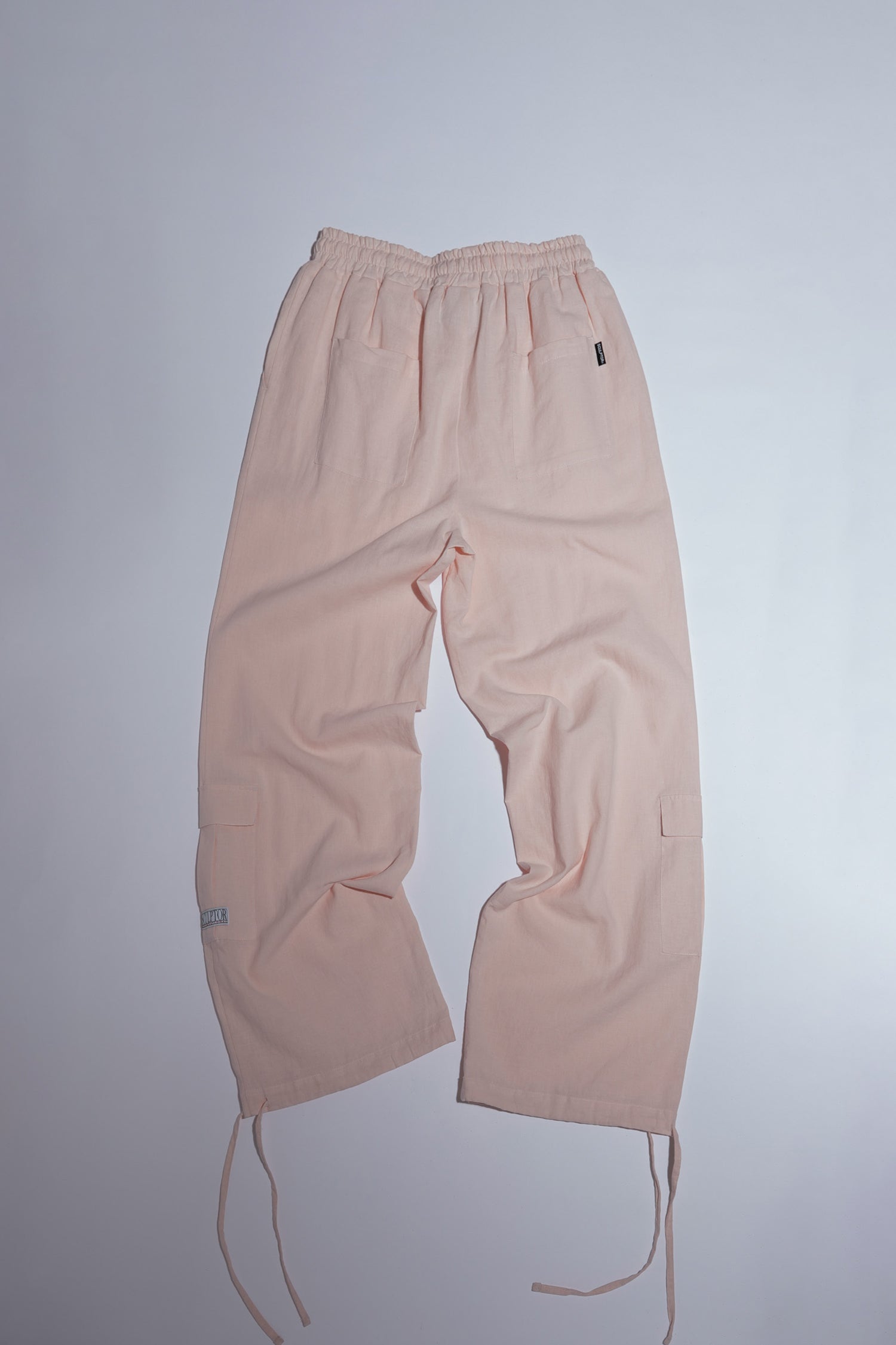 Linen Cargo Jogger Pants Pink