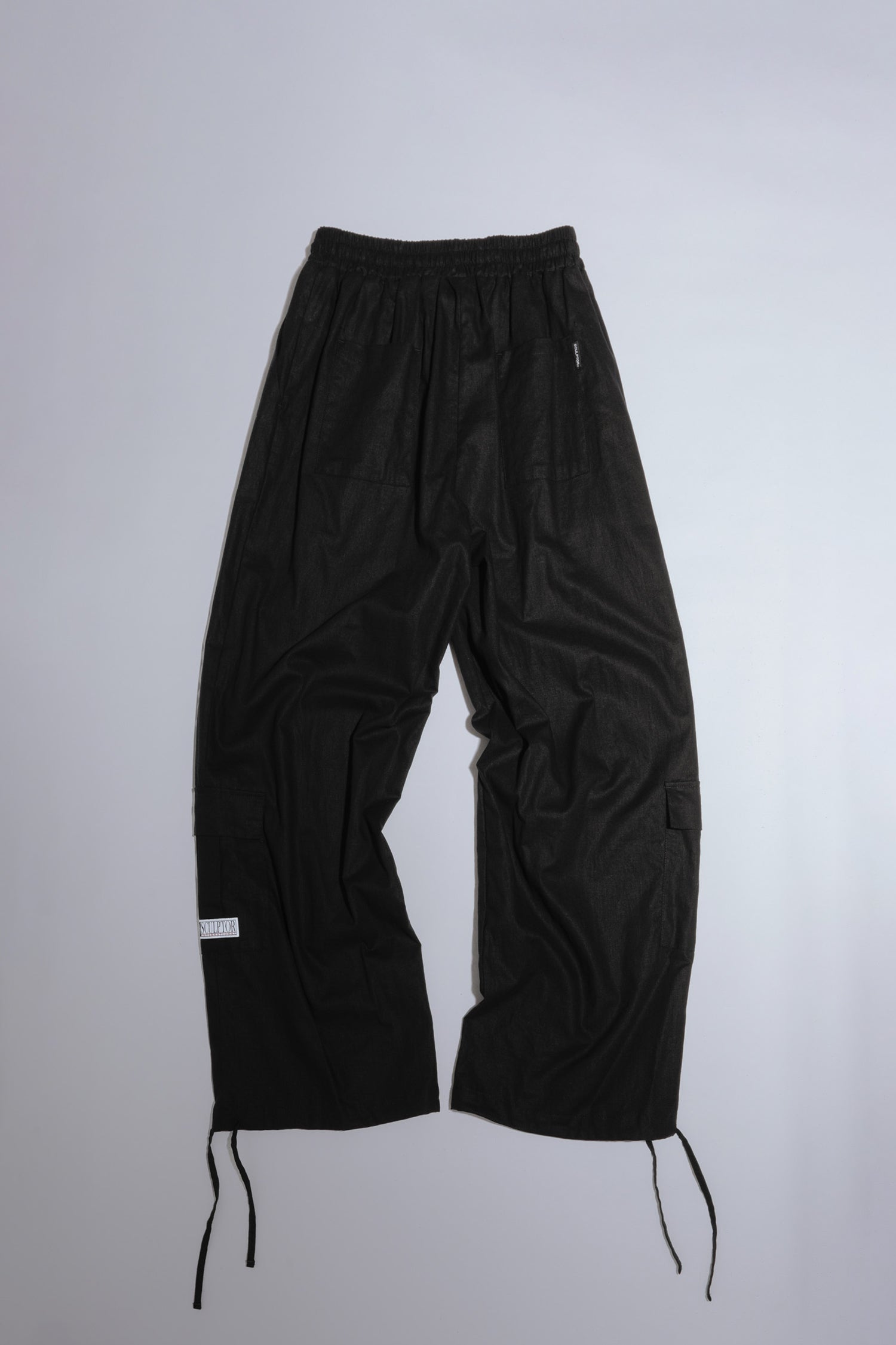 Linen Cargo Jogger Pants Black
