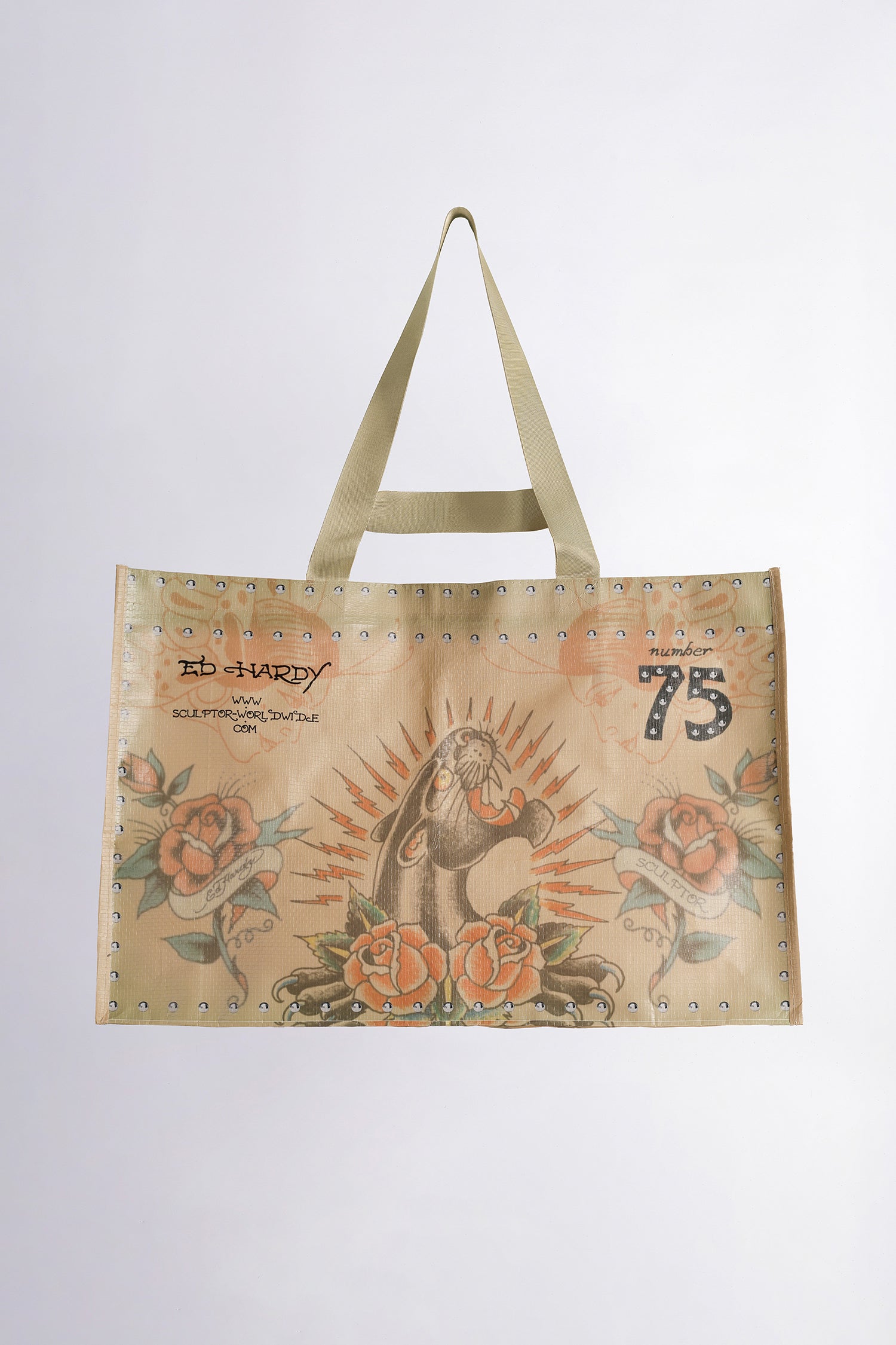 [Sculptor X Ed Hardy] Rose Tarpaulin Beach Bag Raw