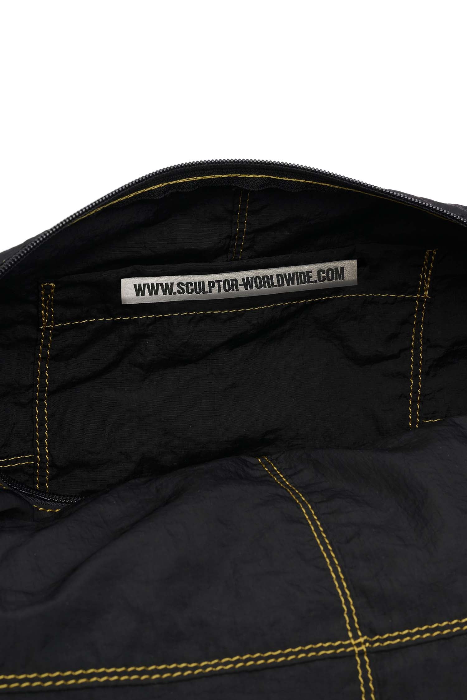 Contrast Stitch Nylon Duffle Bag Black