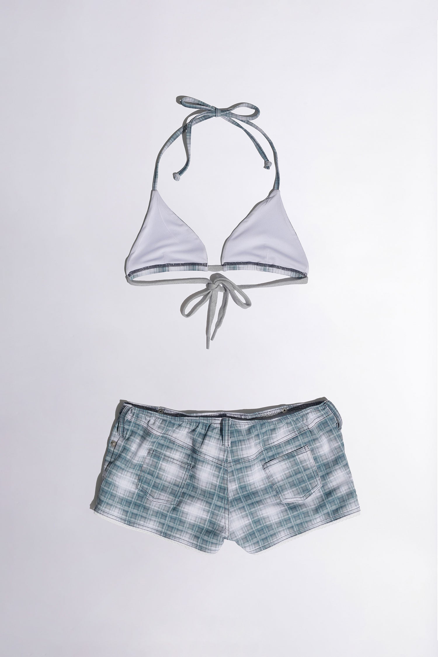 Ombre Plaid Microkini Blue Gray