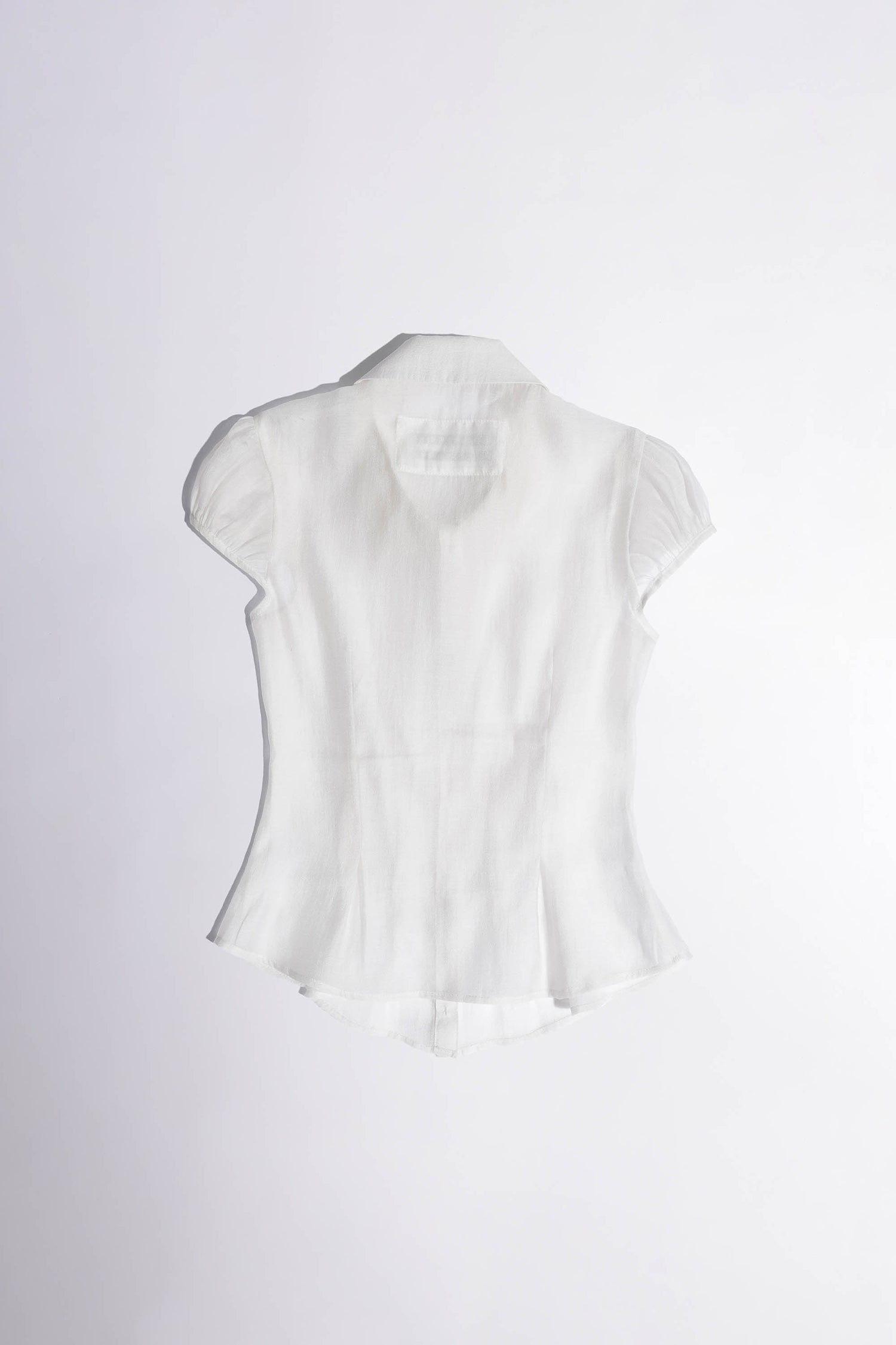 Sheer Pleated Hem Blouse White