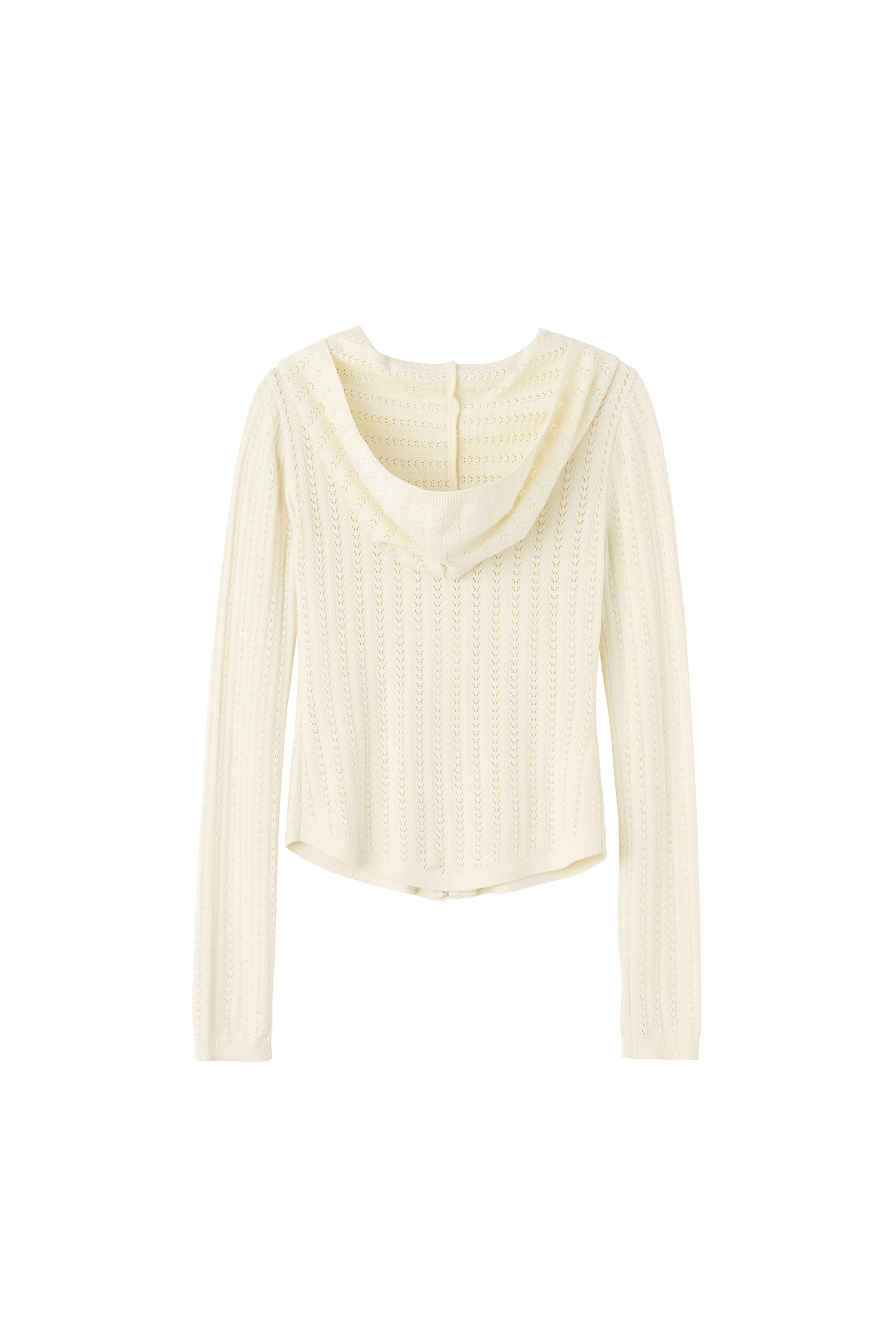 Eyelet Zip-Up Hoodie Ivory