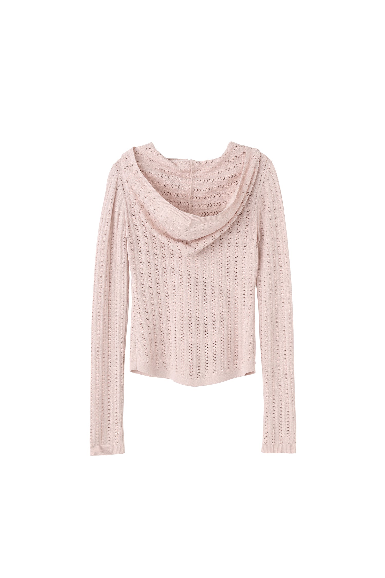 Eyelet Zip-Up Hoodie Pale Pink