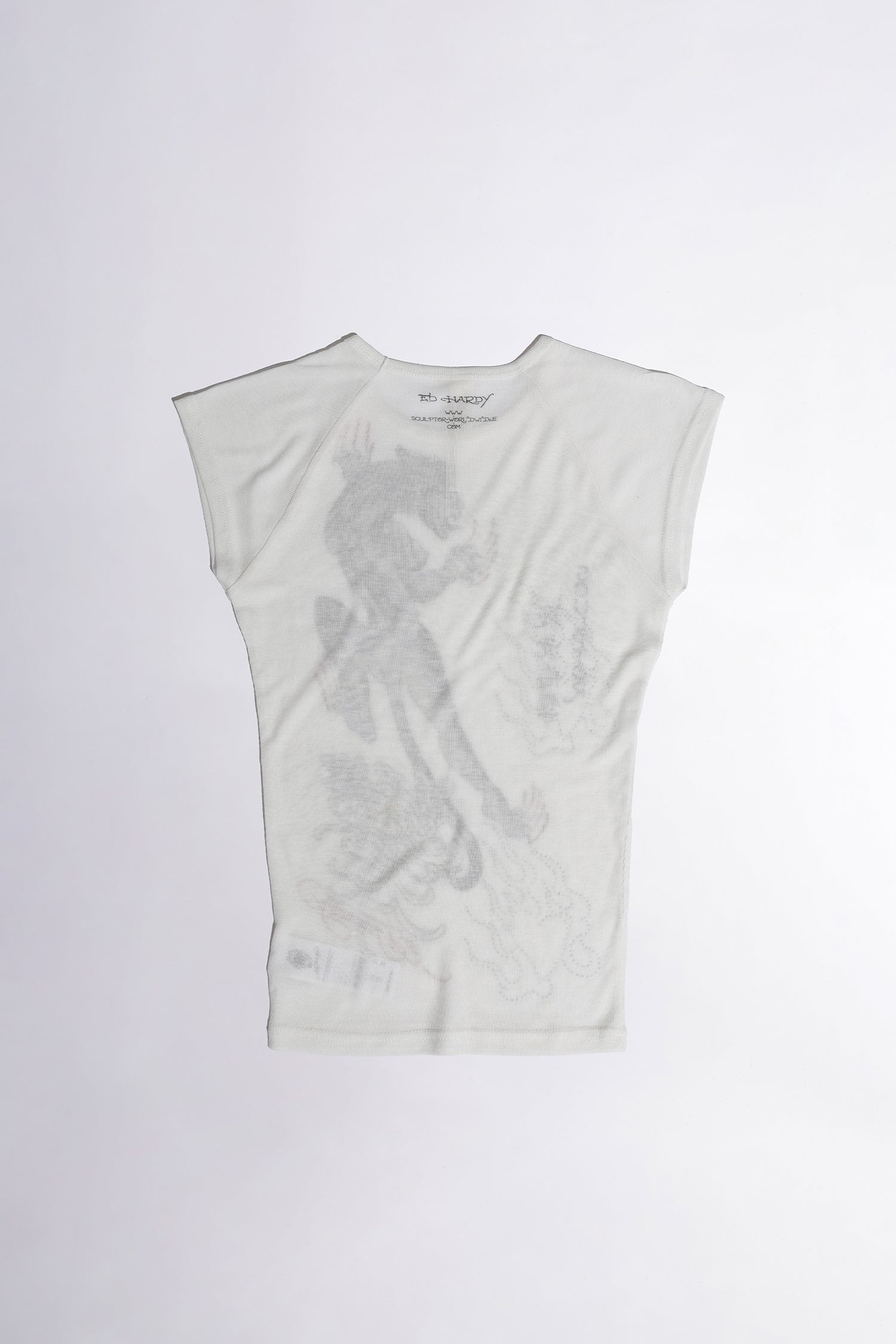 [Sculptor X Ed Hardy] Devil Raglan Tee White