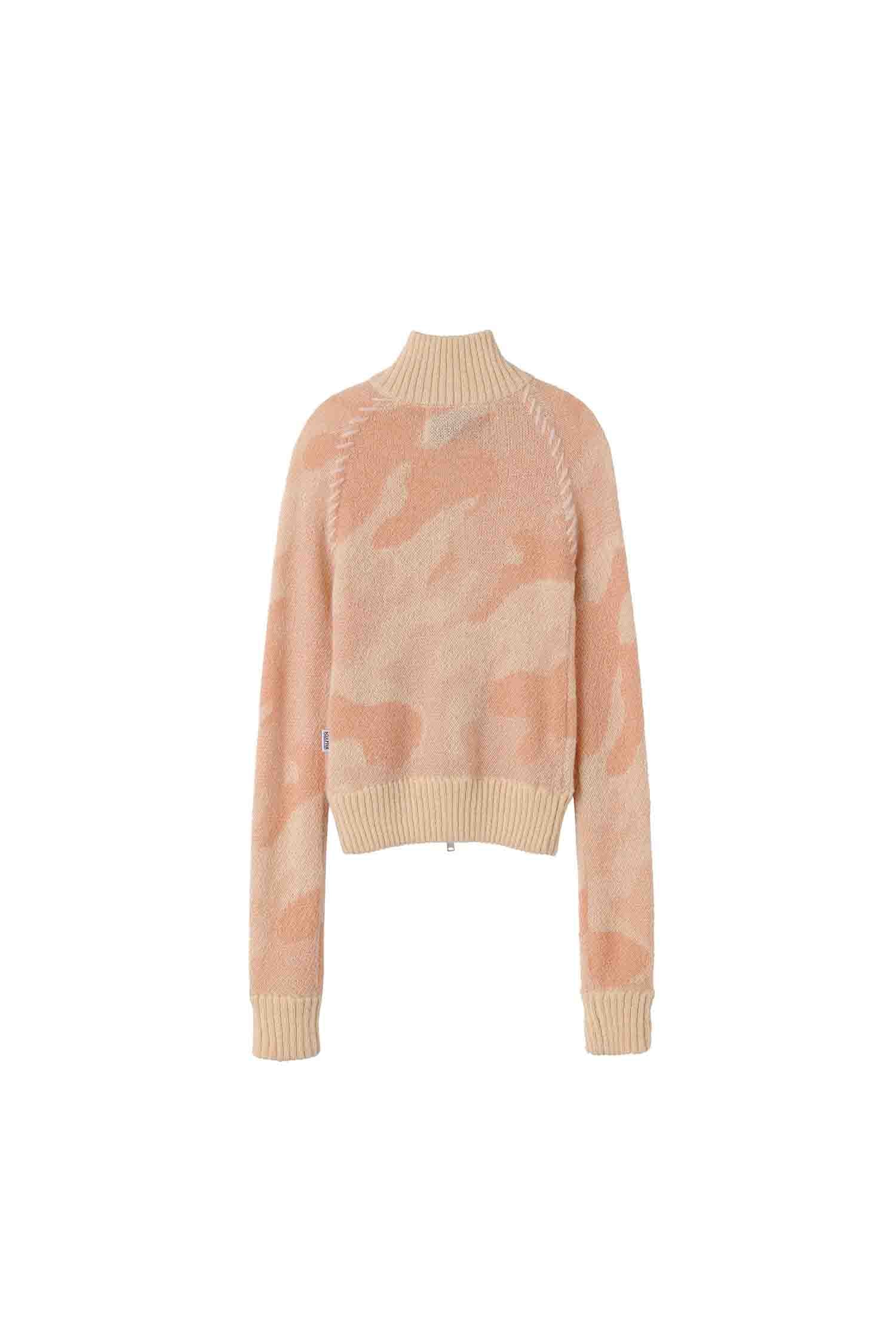 Camouflage Mohair Raglan Zip-Up Peach