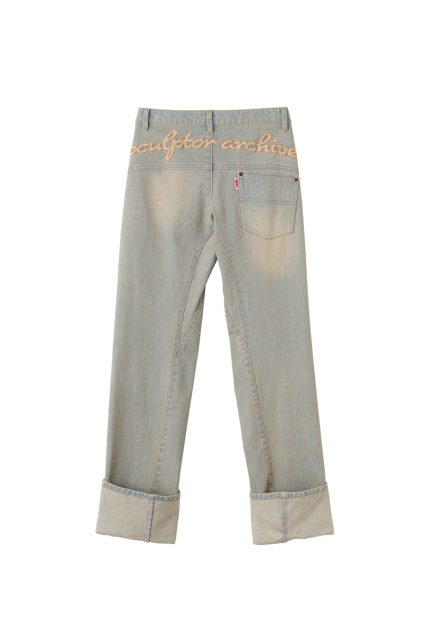 Applique Roll-Up Denim Washed Blue