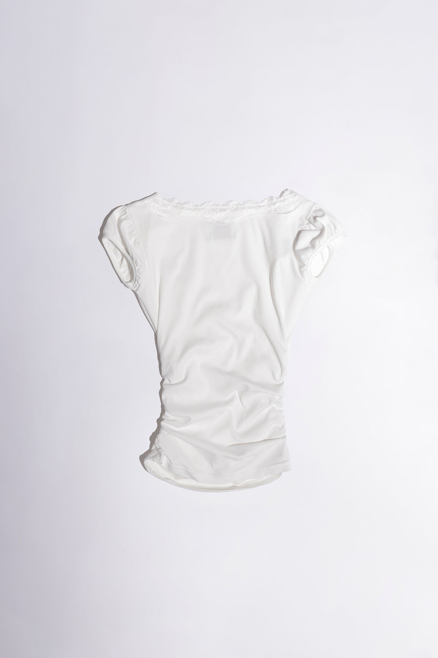 Lace Trim Wrap Tee White