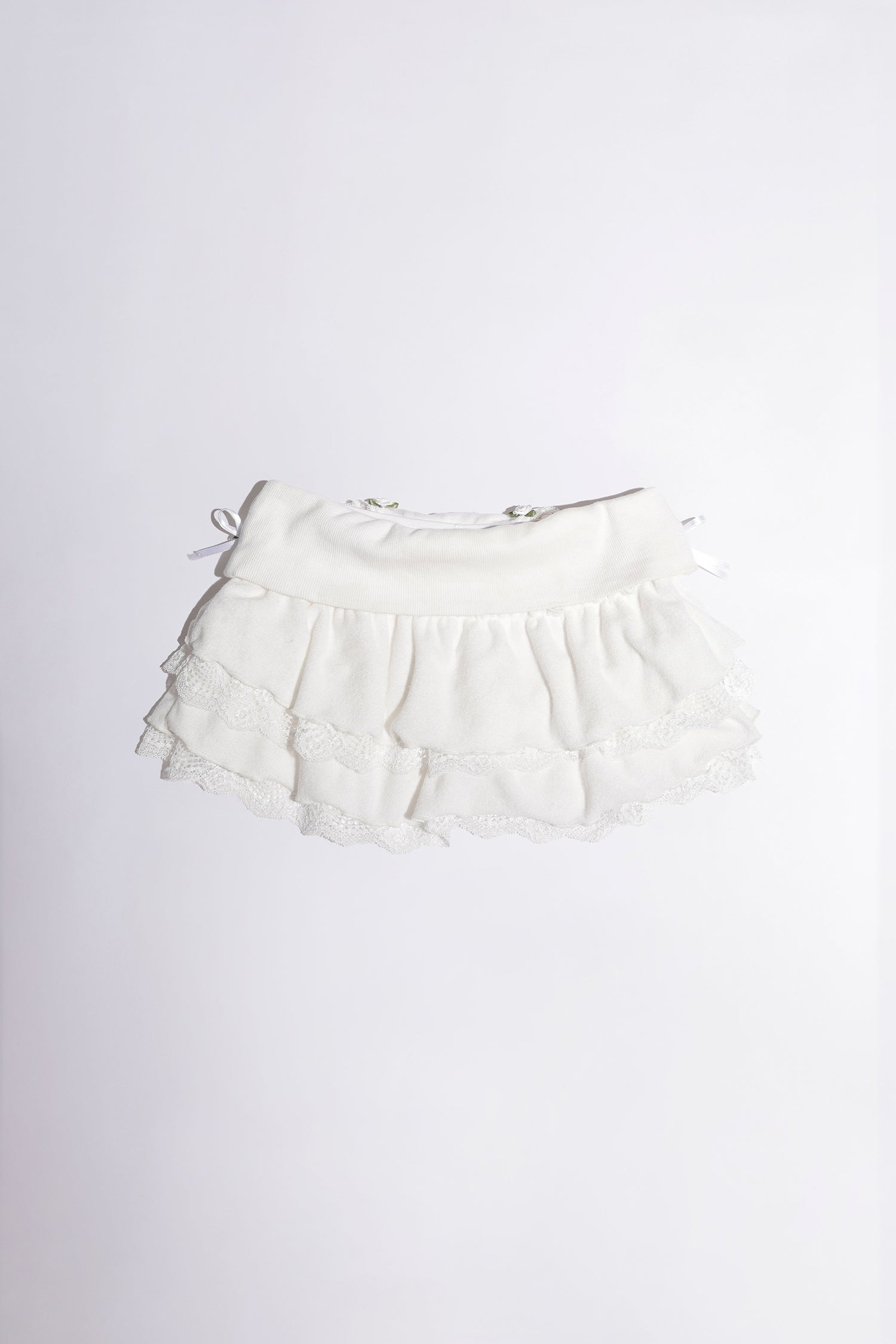 Rose Terry Ruffle Skort White