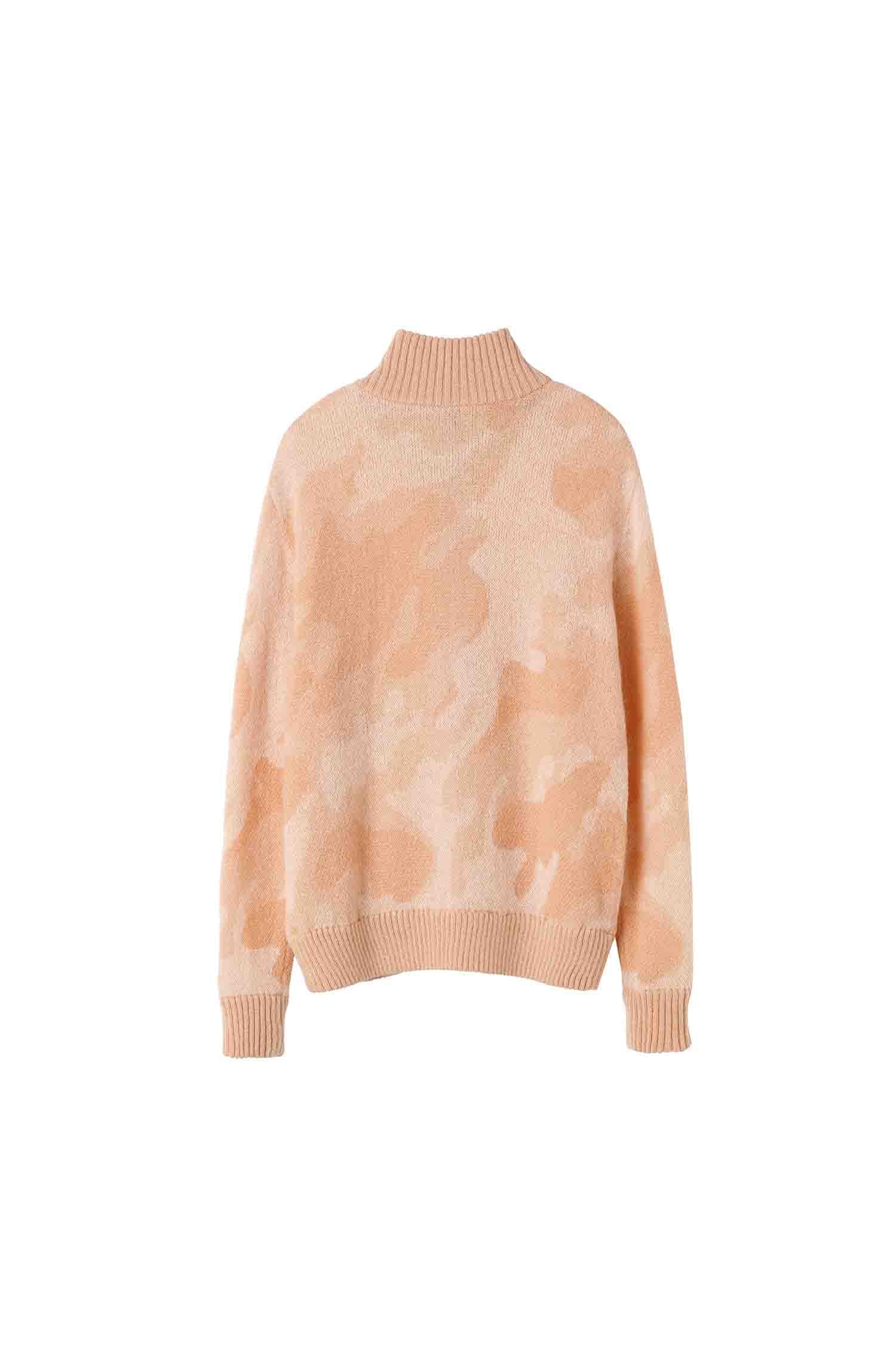 Camouflage Mohair Zip-Up Peach