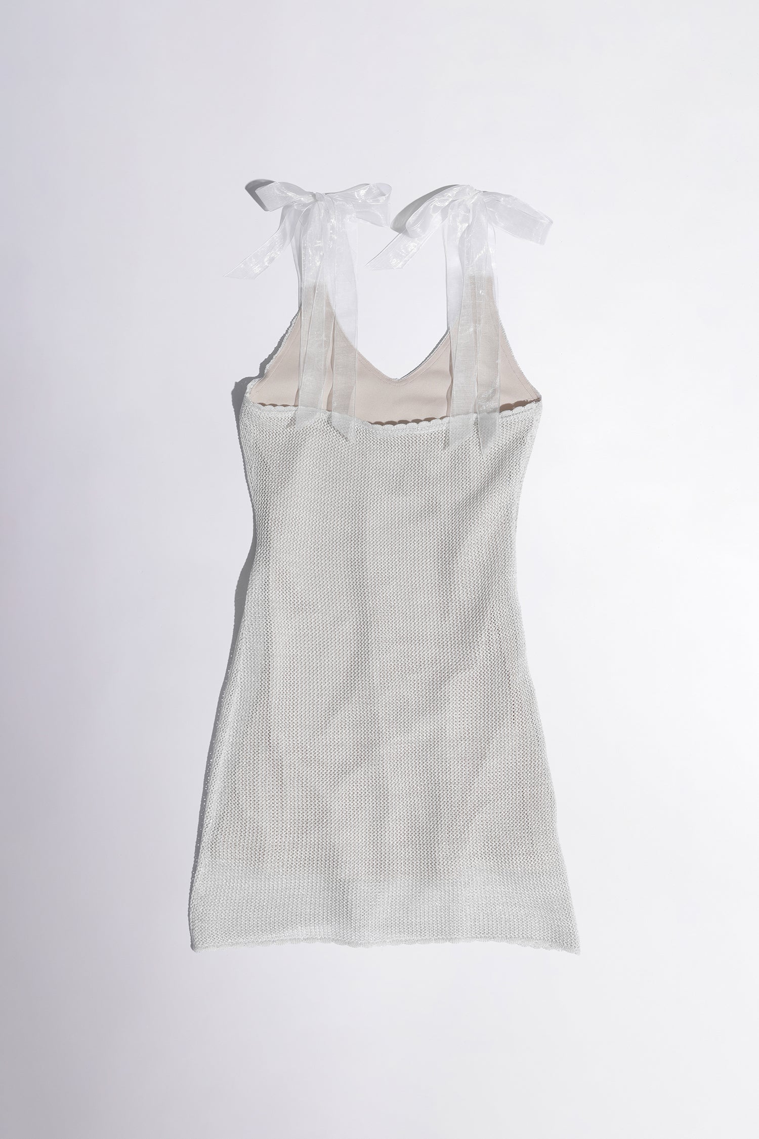 Silhouette Crochet Mini Dress Metallic Silver