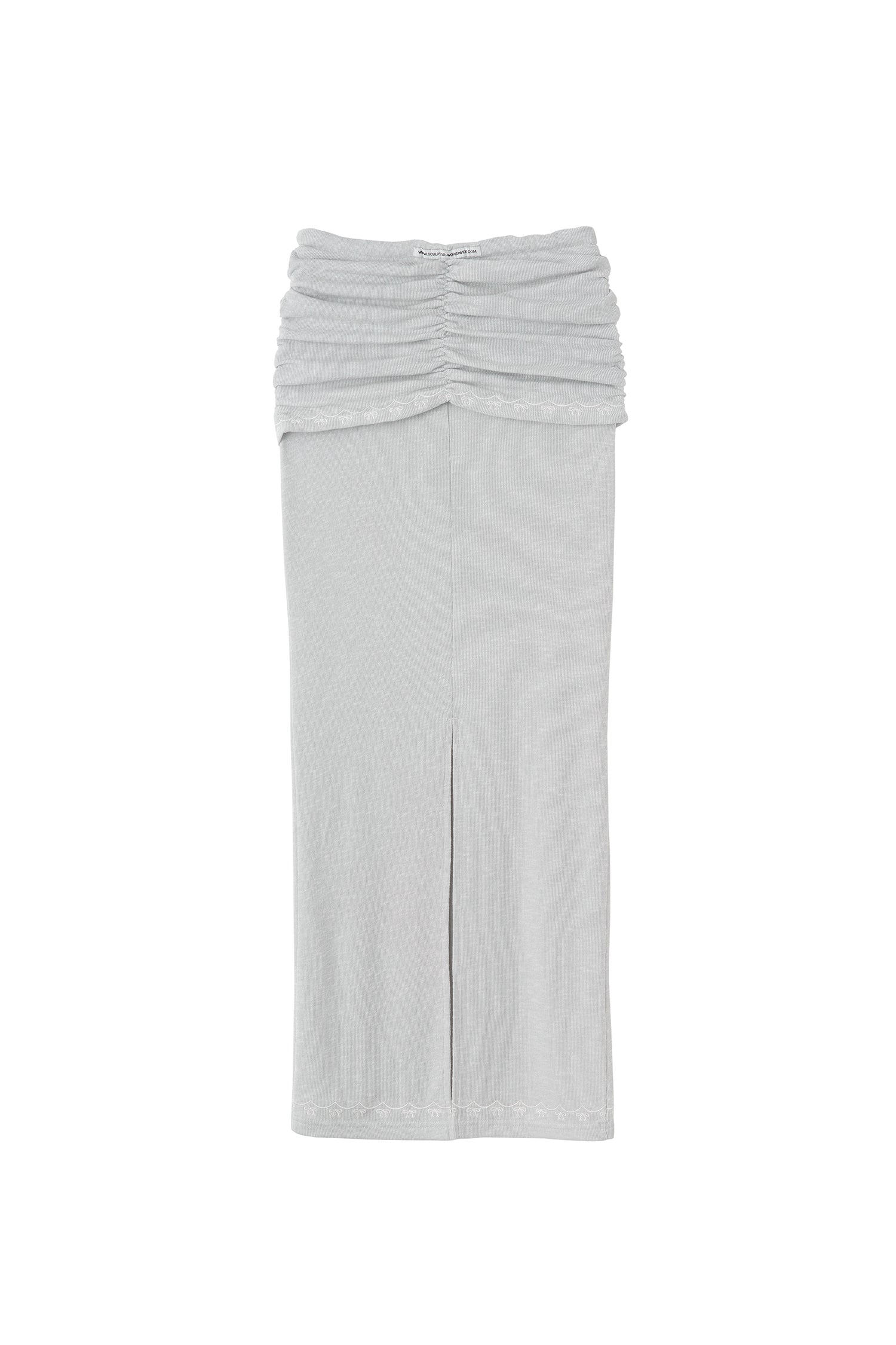 Shirring Layered Maxi Skirt Gray